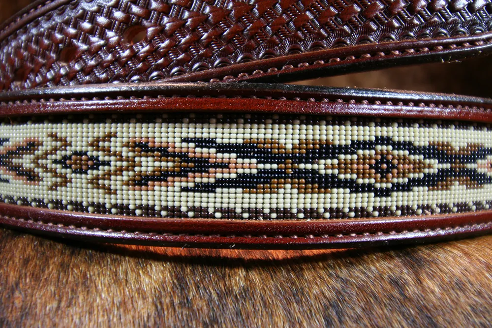 Gold Canyon Trail Beaded Leather Western Belt