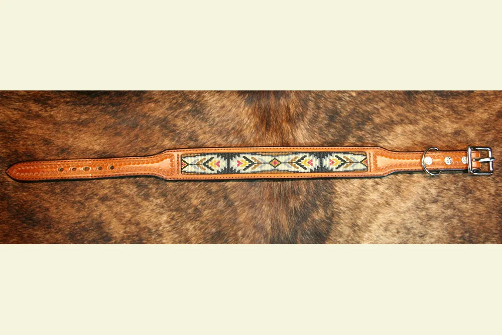 Prairie Spirit Beaded Leather Dog Collar