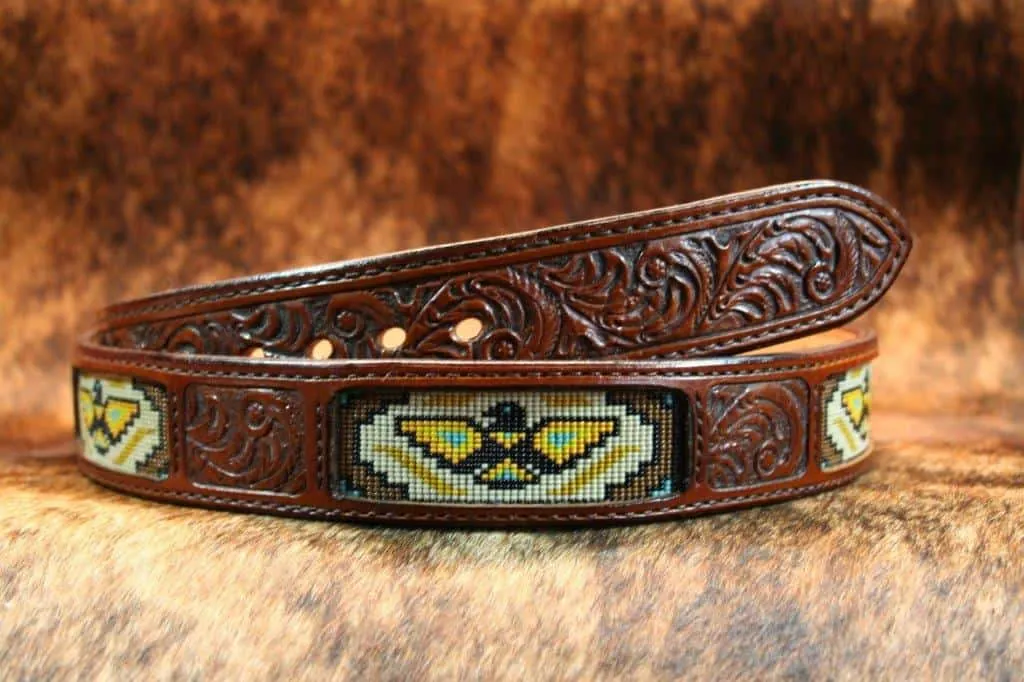 Thunderbird and Carved Leather Belt