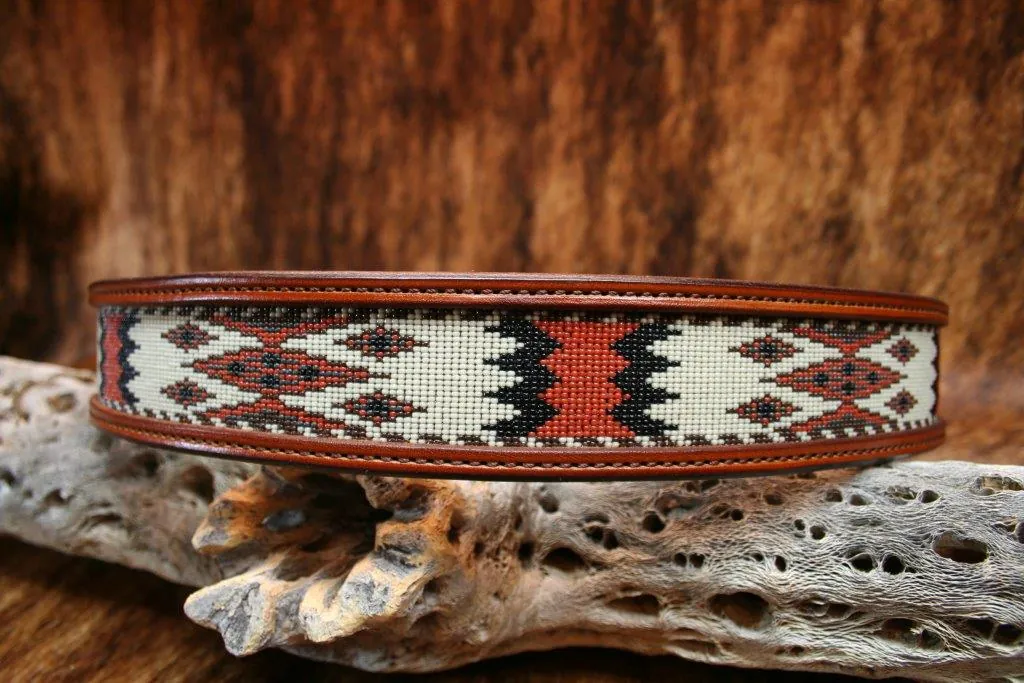 Western Heritage Trails Style Beaded Leather Western Belt