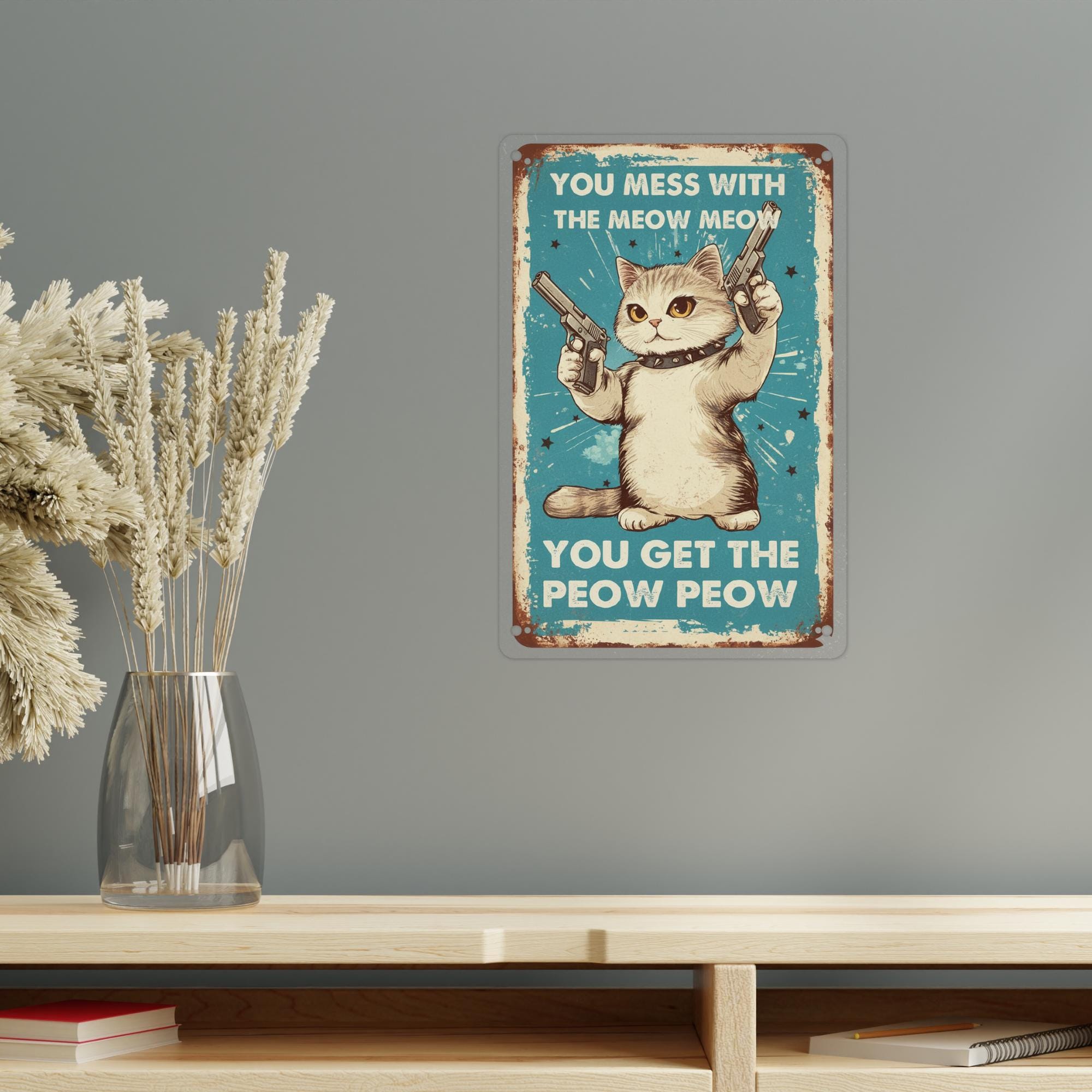 Funny retro cat wall decor
