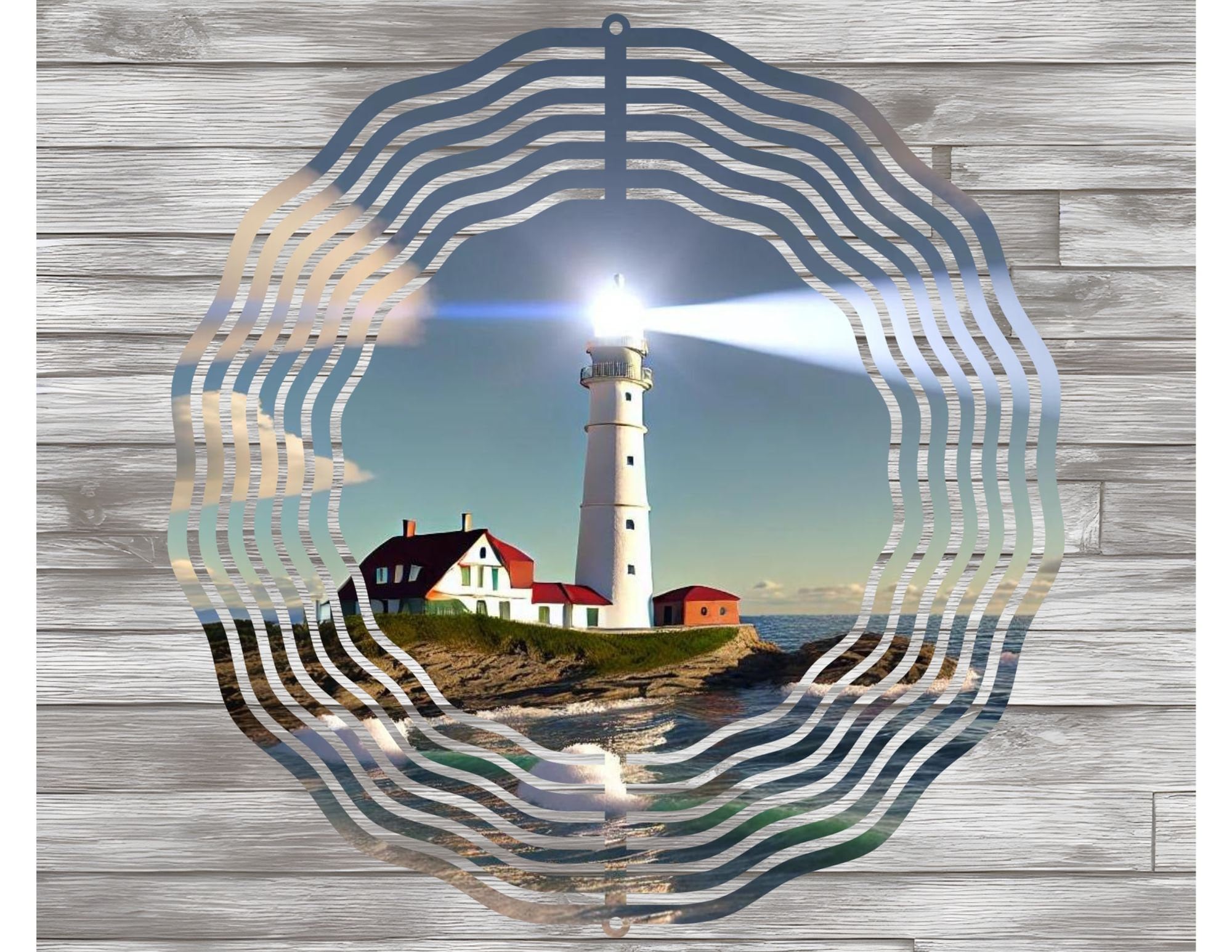 Coastal lighthouse wind spinner