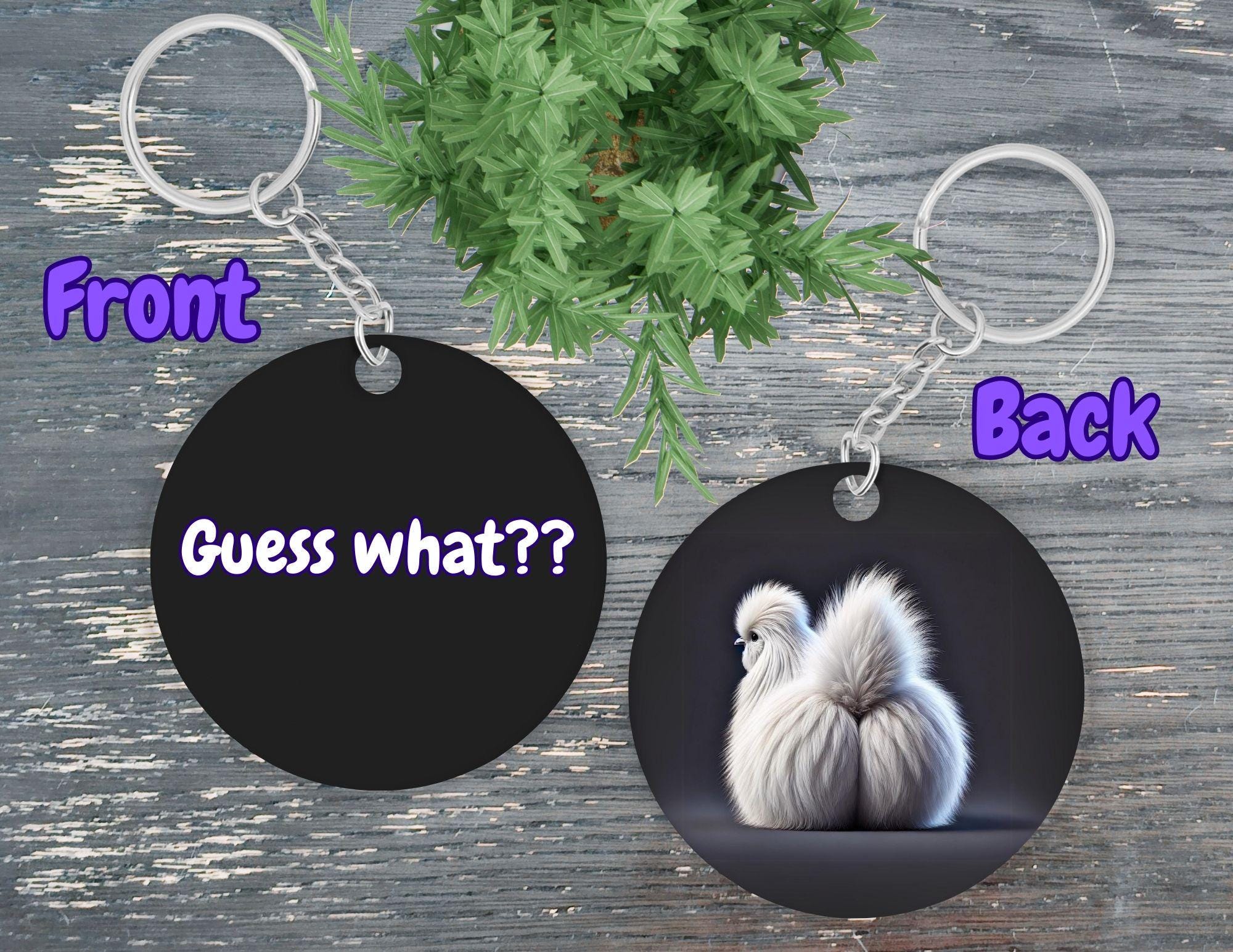 Silkie Chicken Keychain