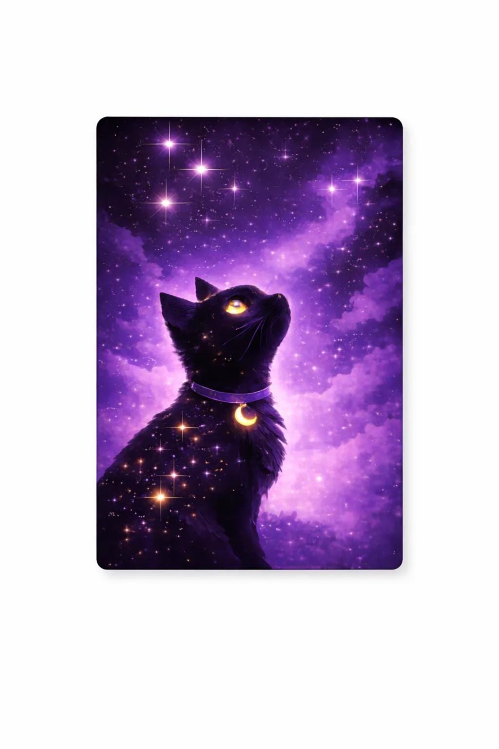 Celestial black cat wall sign