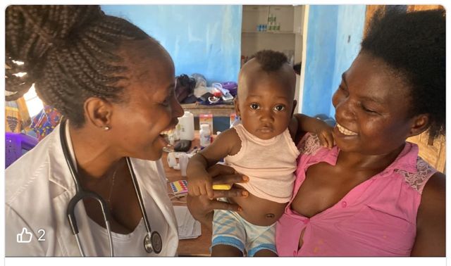 A clinician caring for a young child with a family member