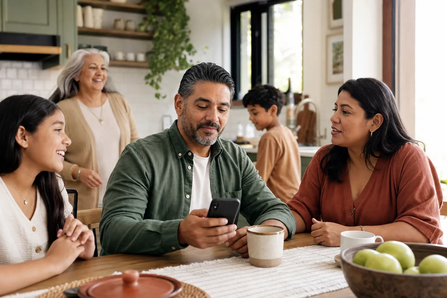 A family coordinating everyday life around care