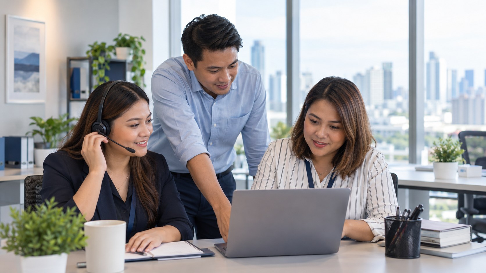 Philippines-based business professionals collaborating at work