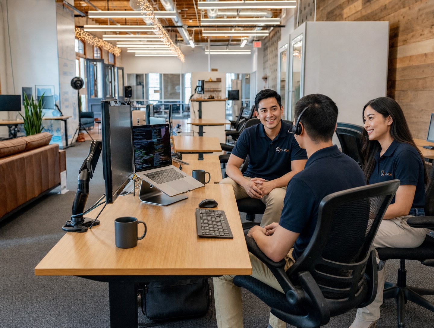 Healthcare operations team collaborating at a desk