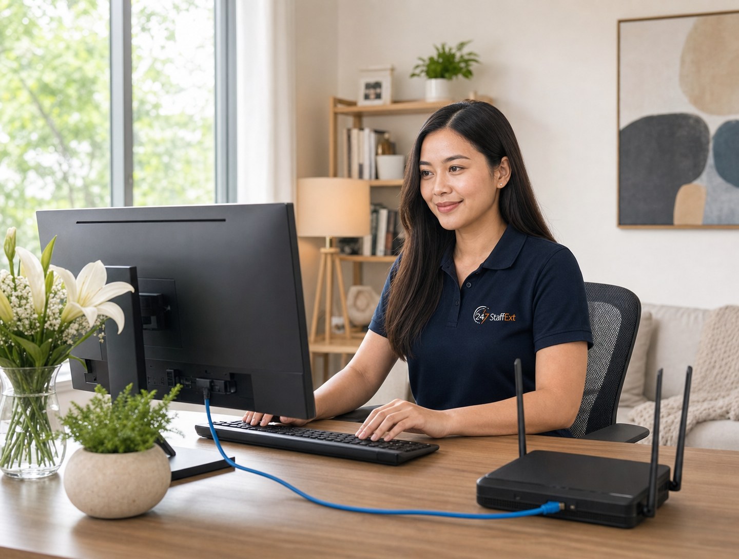 Filipino medical billing specialist working remotely