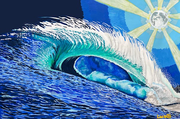 Moonlit wave painting by John Lasonio