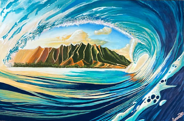 Diamond Head wave painting by John Lasonio