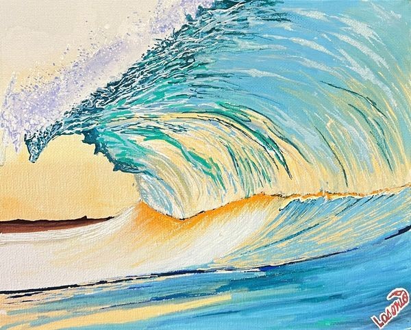 Sunrise In The Barrel original acrylic-marker painting by John Lasonio