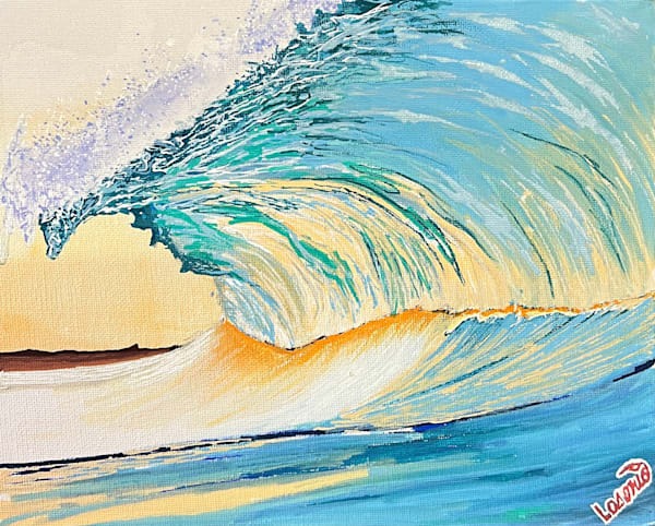 Sunrise In The Barrel Painted By Coastal Artist John Lasonio