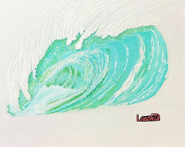 Barrel Study 4 - Dec 21 is a piece done by surf artist John Lasonio. Done with Acrylic Art Markers On A 10 x 8 Canvas Panel