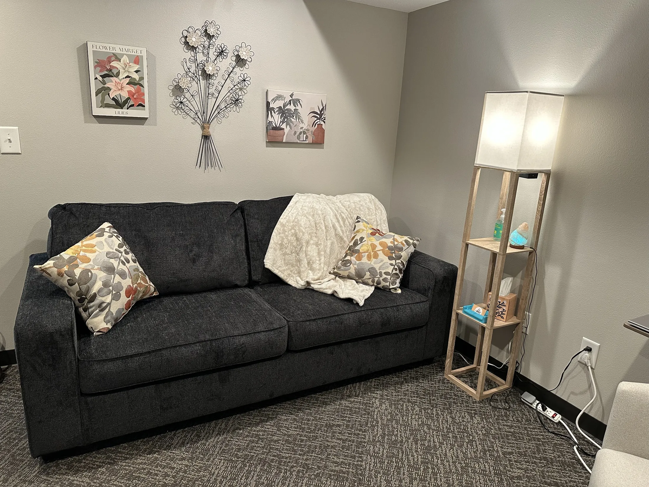 A comfortable counseling room at Wellness Works Counseling Services.