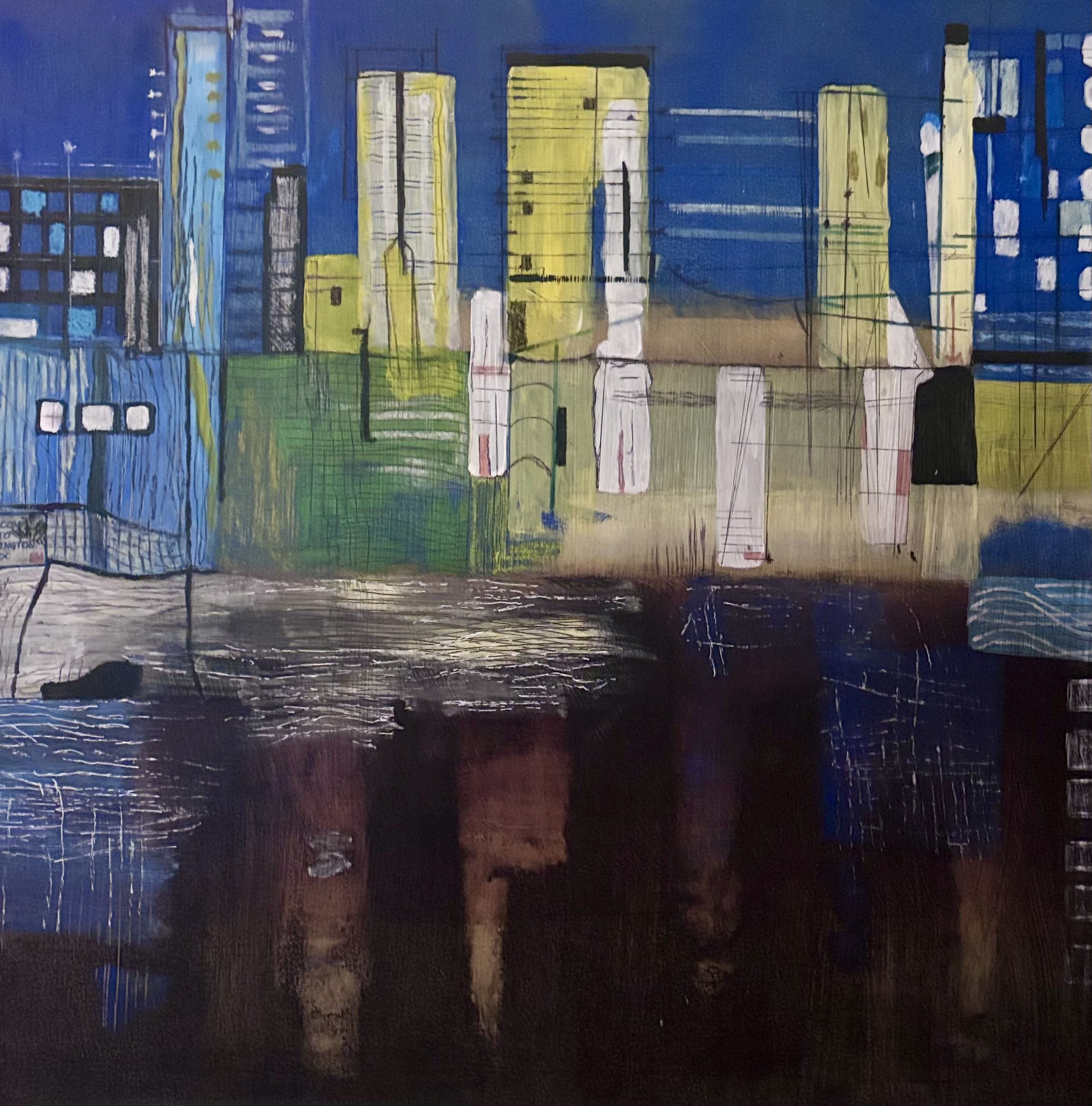 Whispers in the City, mixed-media work by Cher Valentino