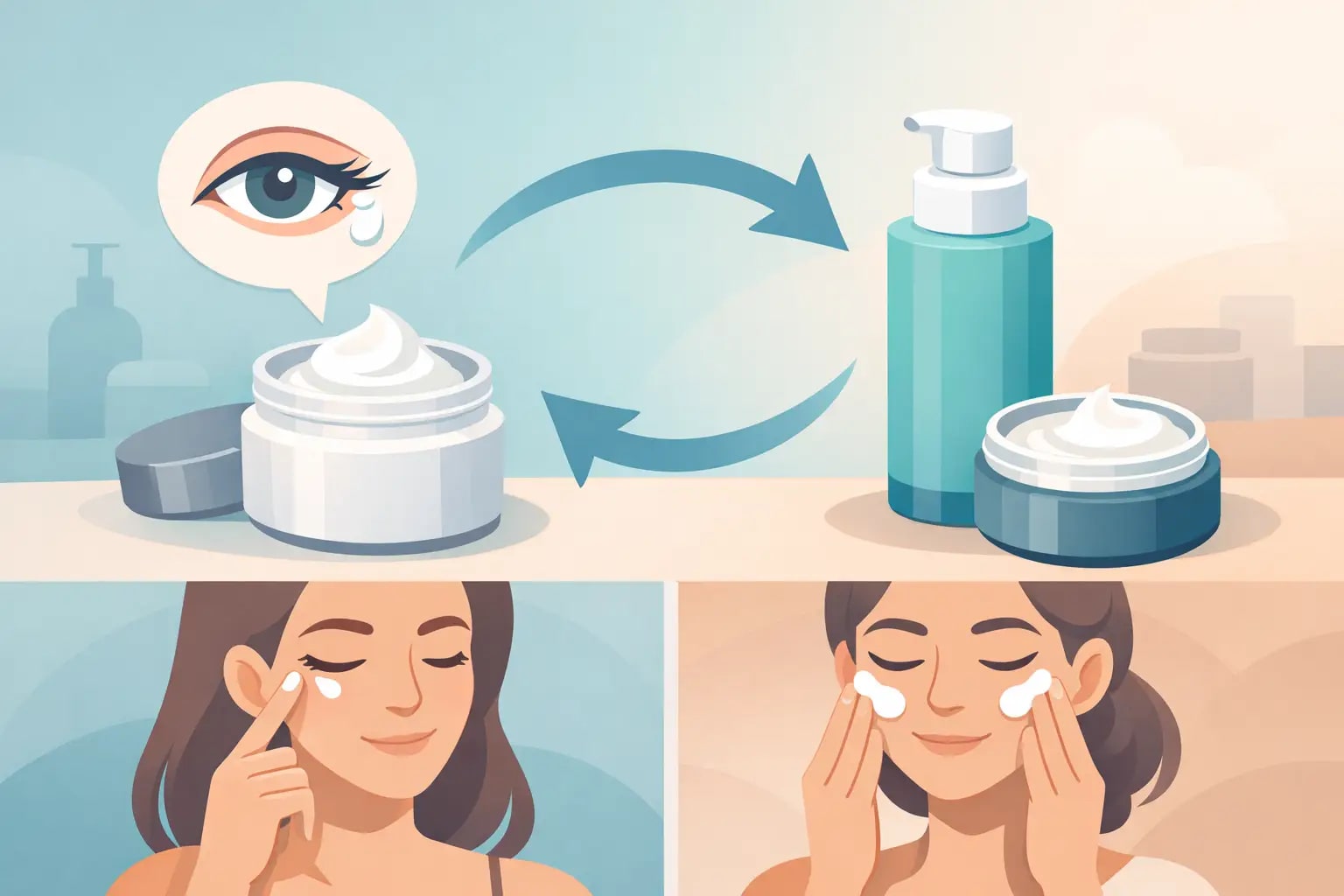 Editorial eye care image for Eye Cream Before or After Moisturizer? The Best Order