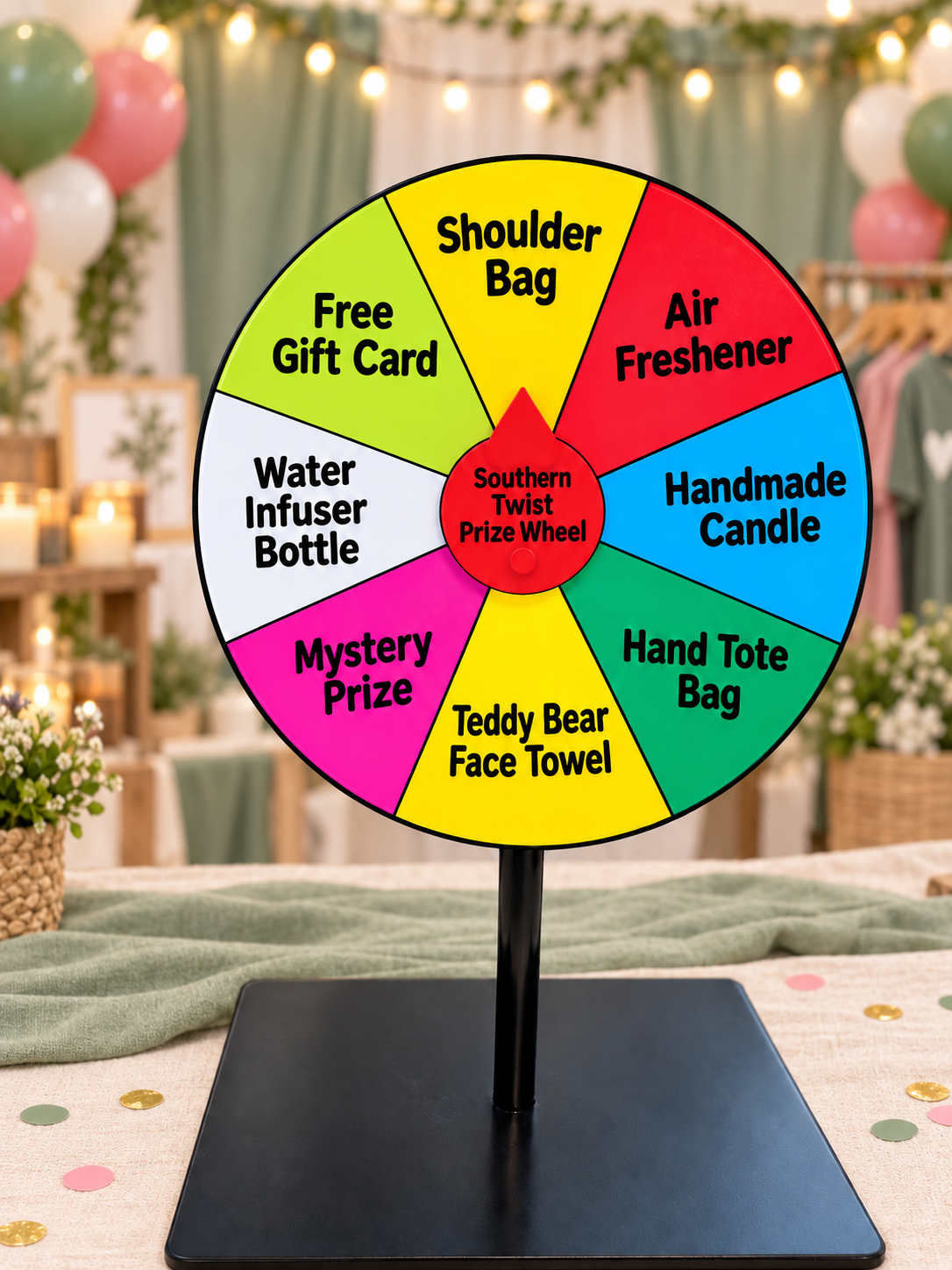 Southern Twist Scoop Wheel with colorful prize sections