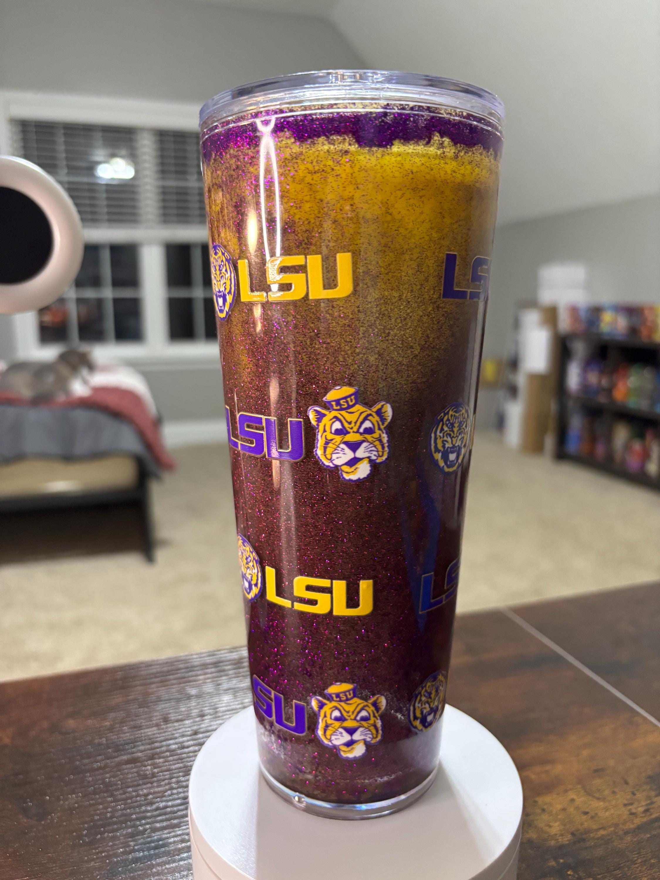 LSU Tigers Moonscape Snow Globe Tumbler | Handmade 24oz Snowglobe Cup | Game Day Gift