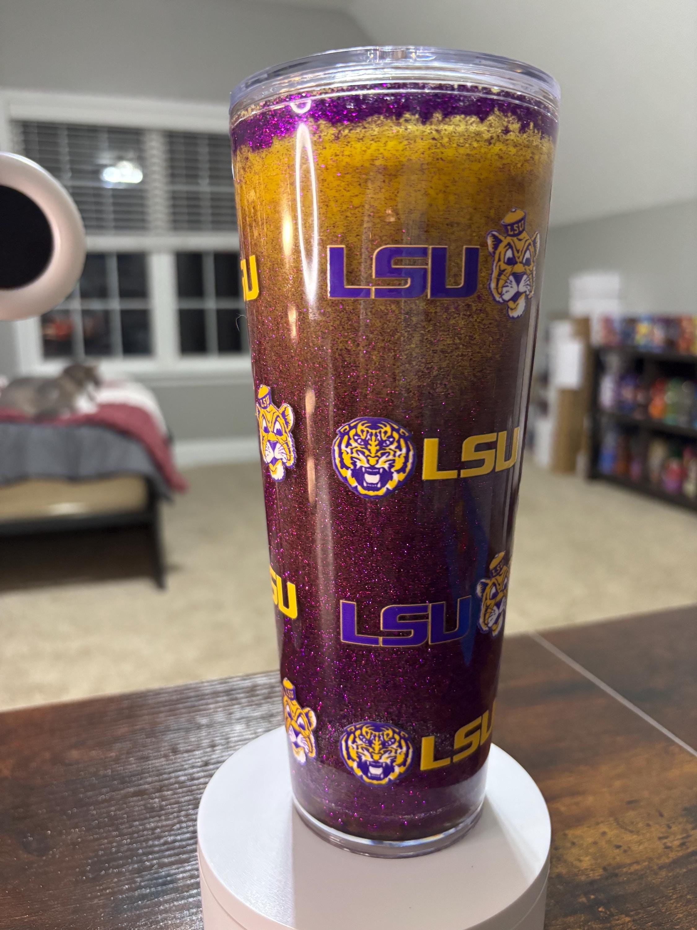 LSU Tigers Moonscape Snow Globe Tumbler | Handmade 24oz Snowglobe Cup | Game Day Gift