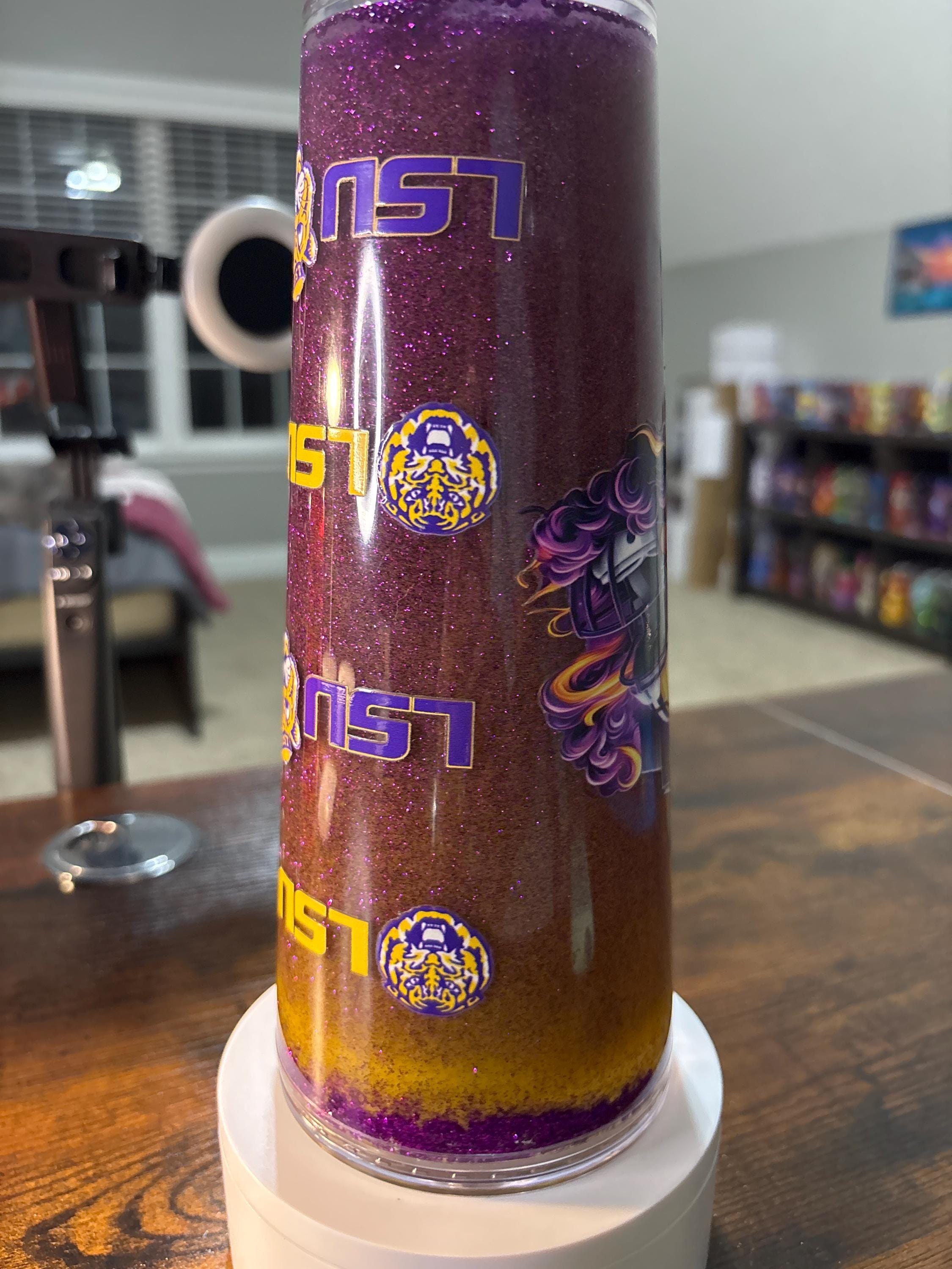 LSU Tigers Moonscape Snow Globe Tumbler | Handmade 24oz Snowglobe Cup | Game Day Gift