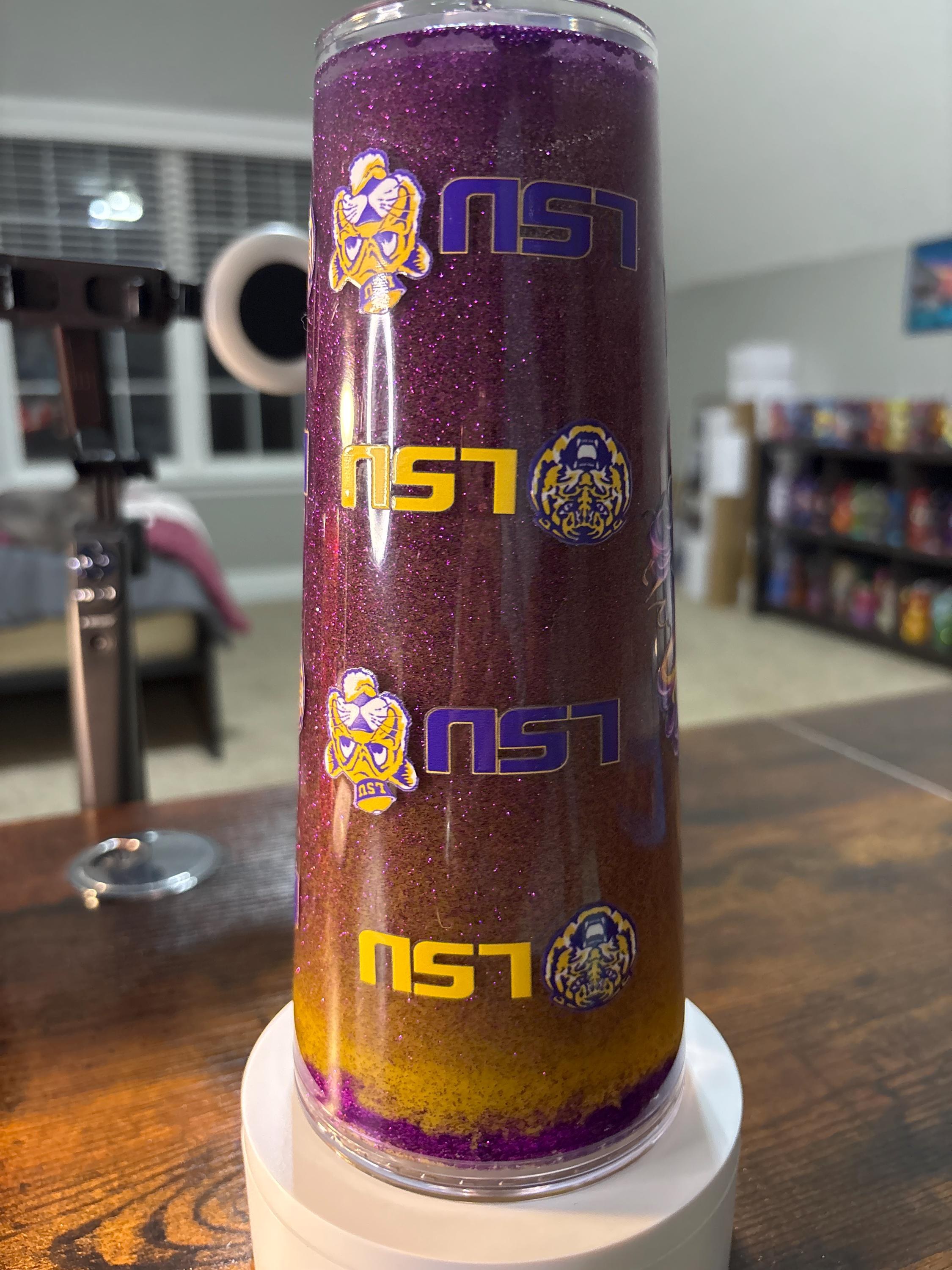 LSU Tigers Moonscape Snow Globe Tumbler | Handmade 24oz Snowglobe Cup | Game Day Gift