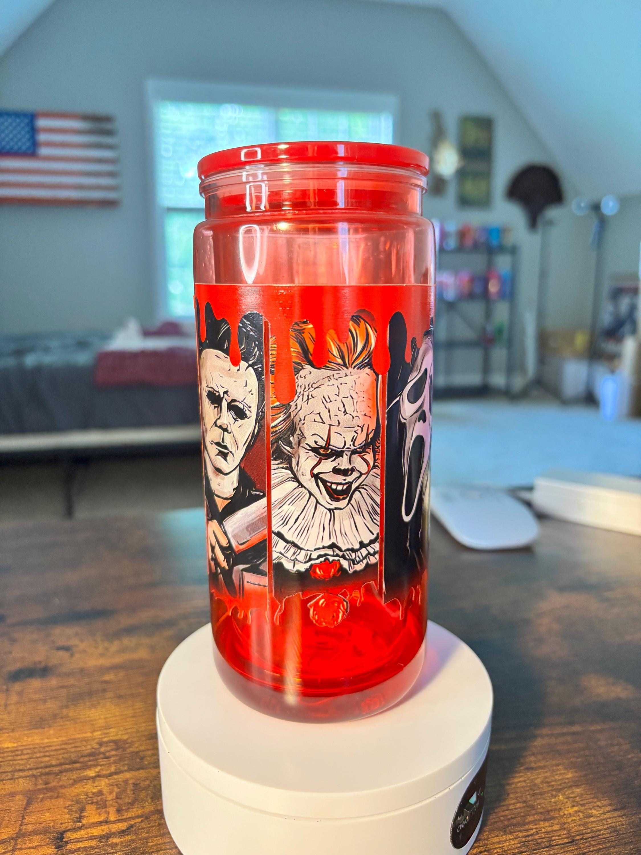 Horror Movie 20oz Snow Globe Tumbler | Blood Drip Cup | Spooky Halloween Gift