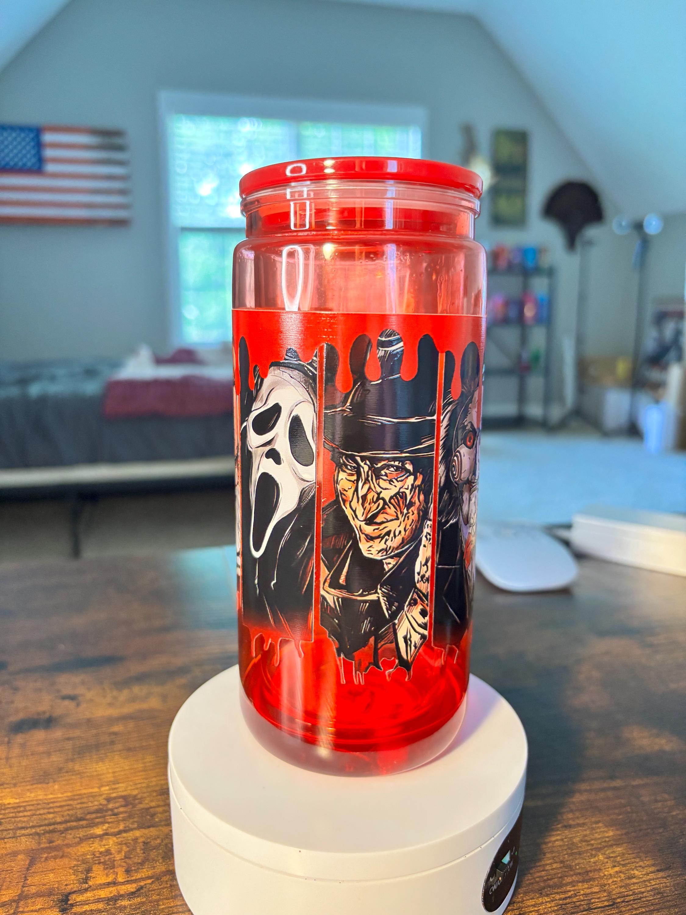 Horror Movie 20oz Snow Globe Tumbler | Blood Drip Cup | Spooky Halloween Gift