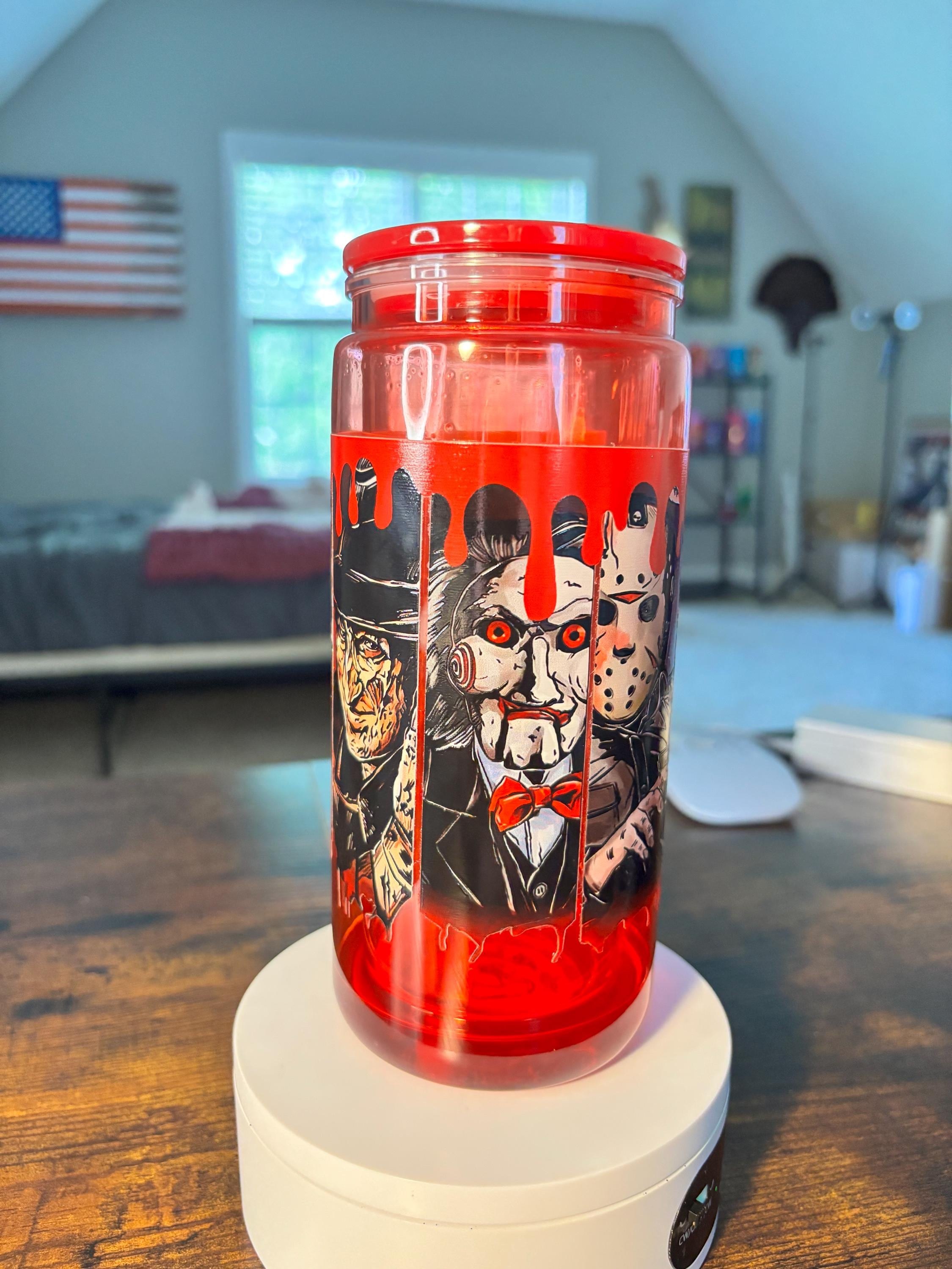 Horror Movie 20oz Snow Globe Tumbler | Blood Drip Cup | Spooky Halloween Gift