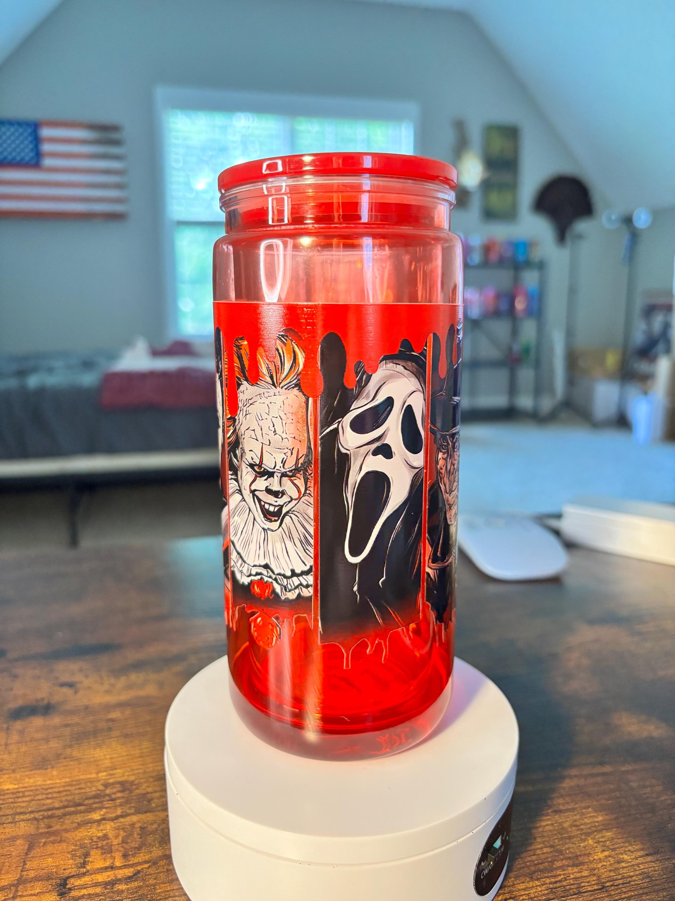 Horror Movie 20oz Snow Globe Tumbler | Blood Drip Cup | Spooky Halloween Gift