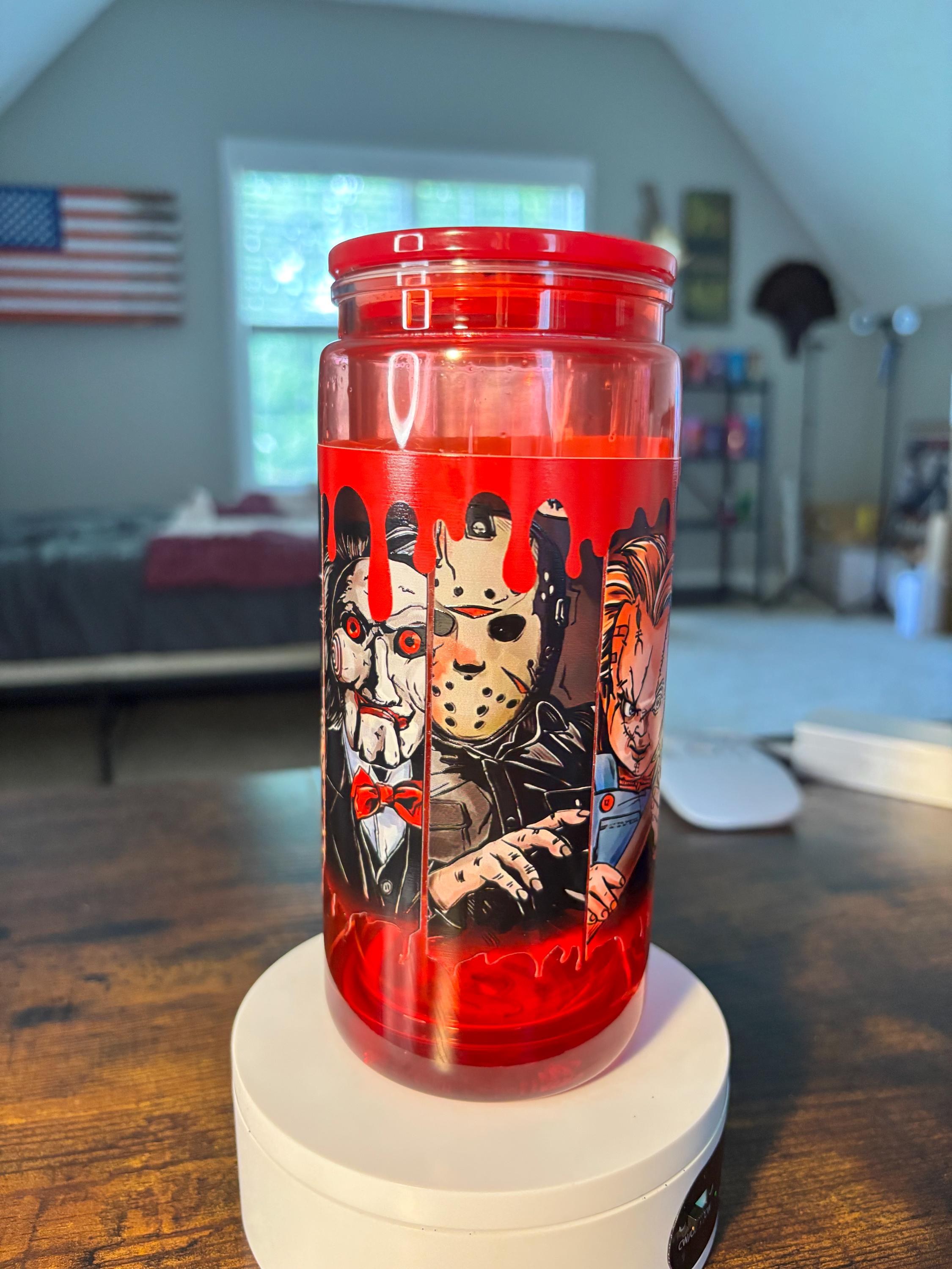 Horror Movie 20oz Snow Globe Tumbler | Blood Drip Cup | Spooky Halloween Gift
