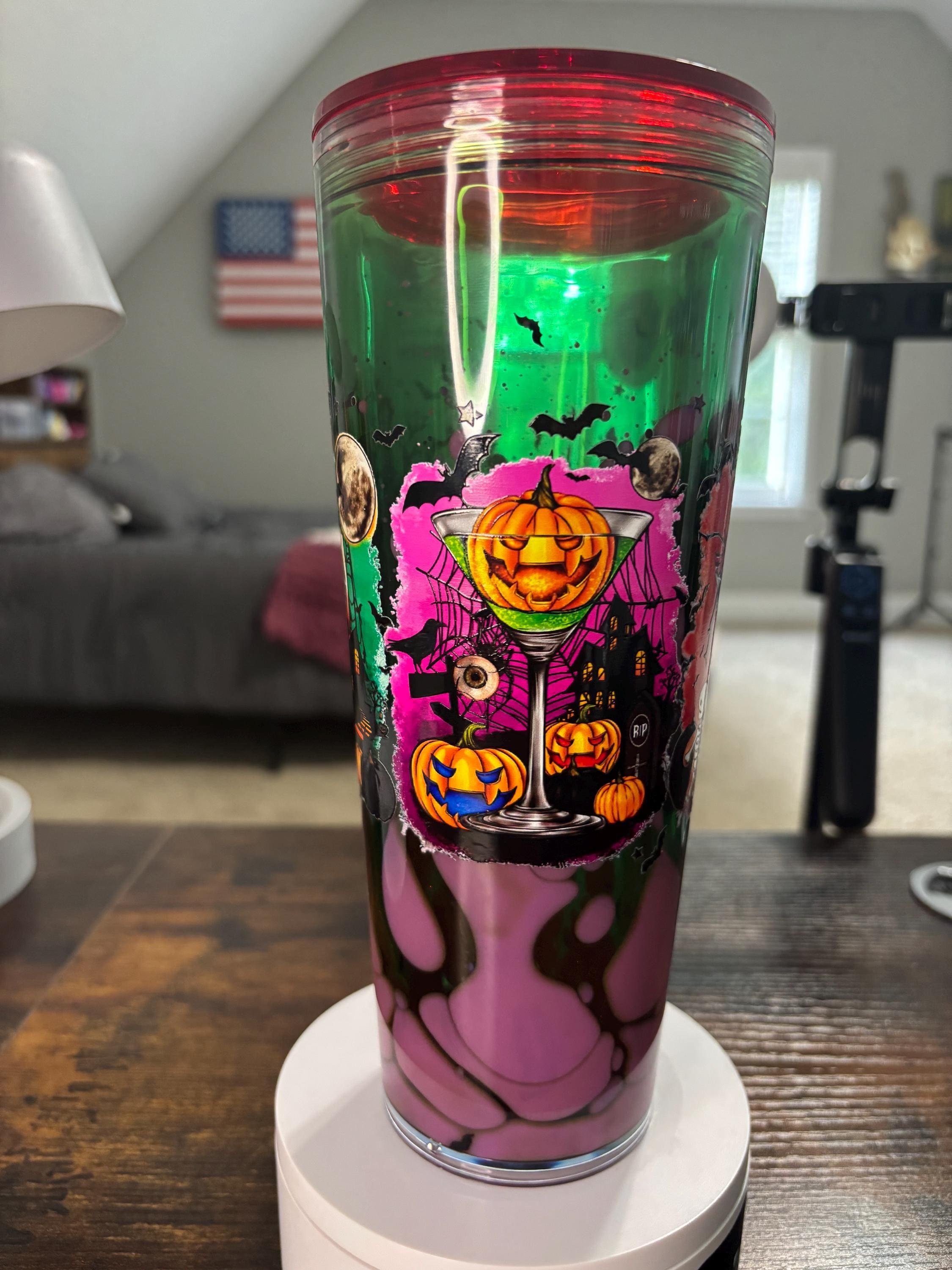 Handmade Witchy Halloween Tumbler | Purple Lava Glitter Cup (24oz)