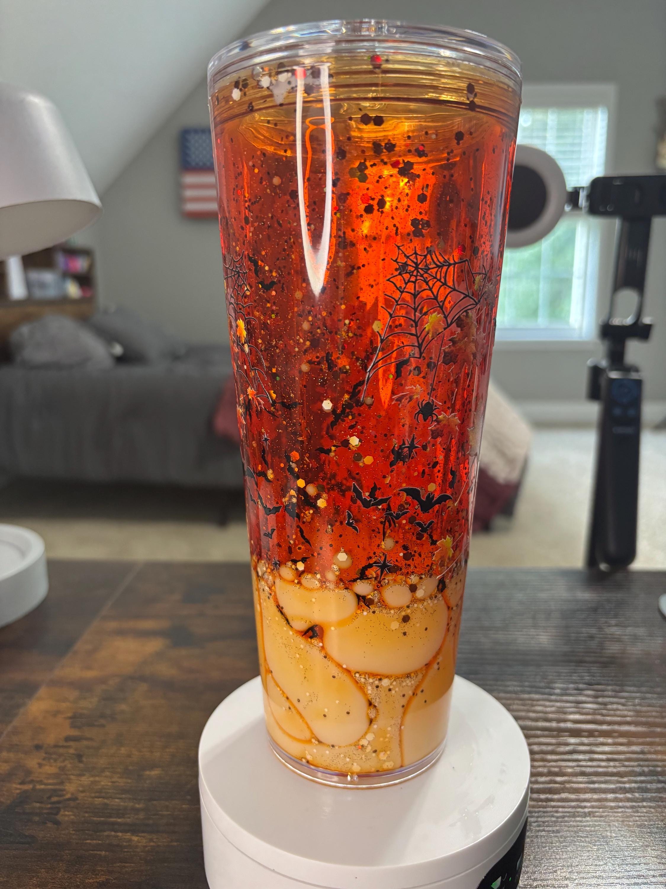 Coffee Now Later Snow Globe Tumbler 24oz, Iced Coffee Cup, Handmade Acrylic Glitter Waterfall Drinkware, Coffee Lover Gift