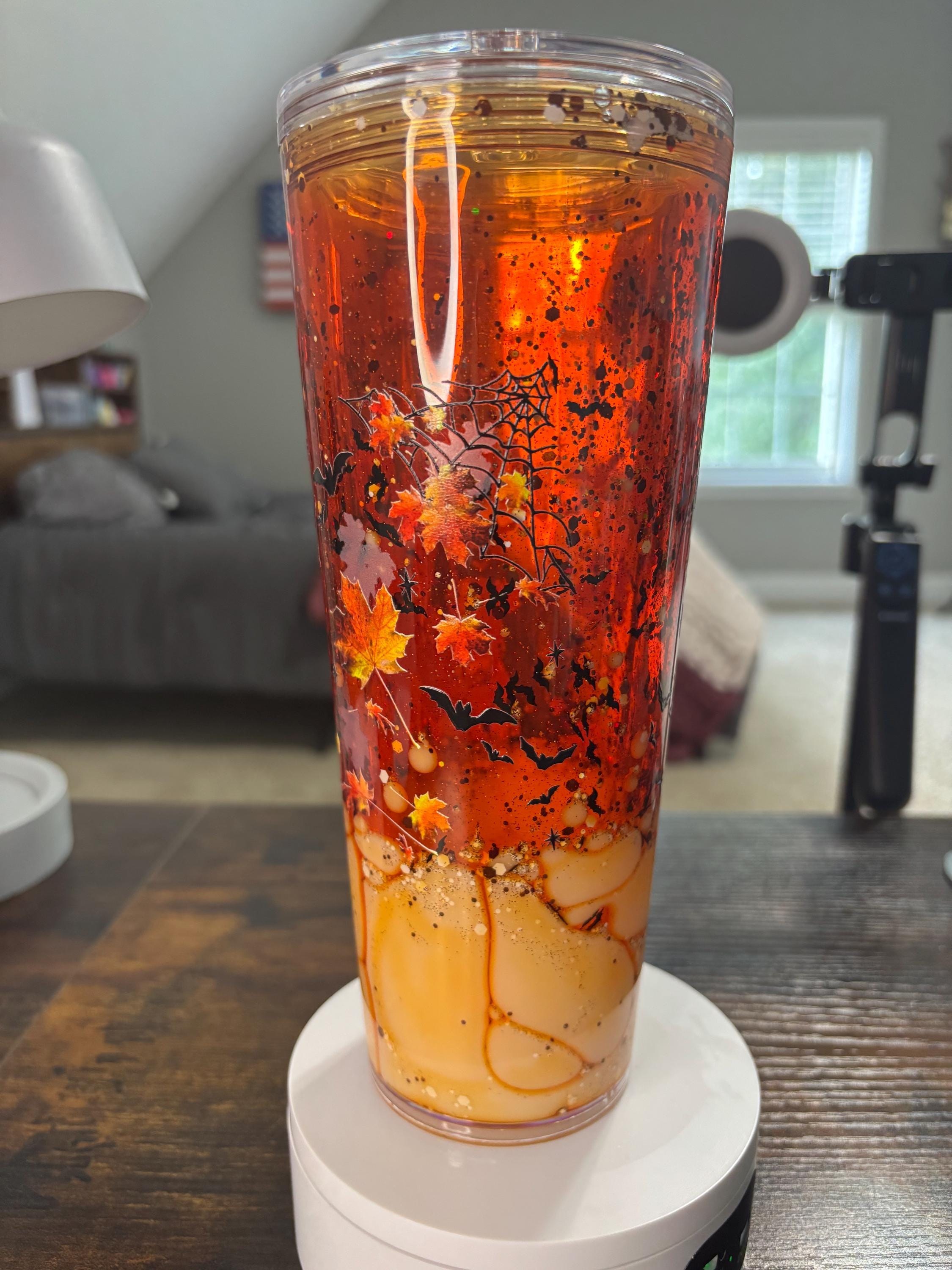 Coffee Now Later Snow Globe Tumbler 24oz, Iced Coffee Cup, Handmade Acrylic Glitter Waterfall Drinkware, Coffee Lover Gift