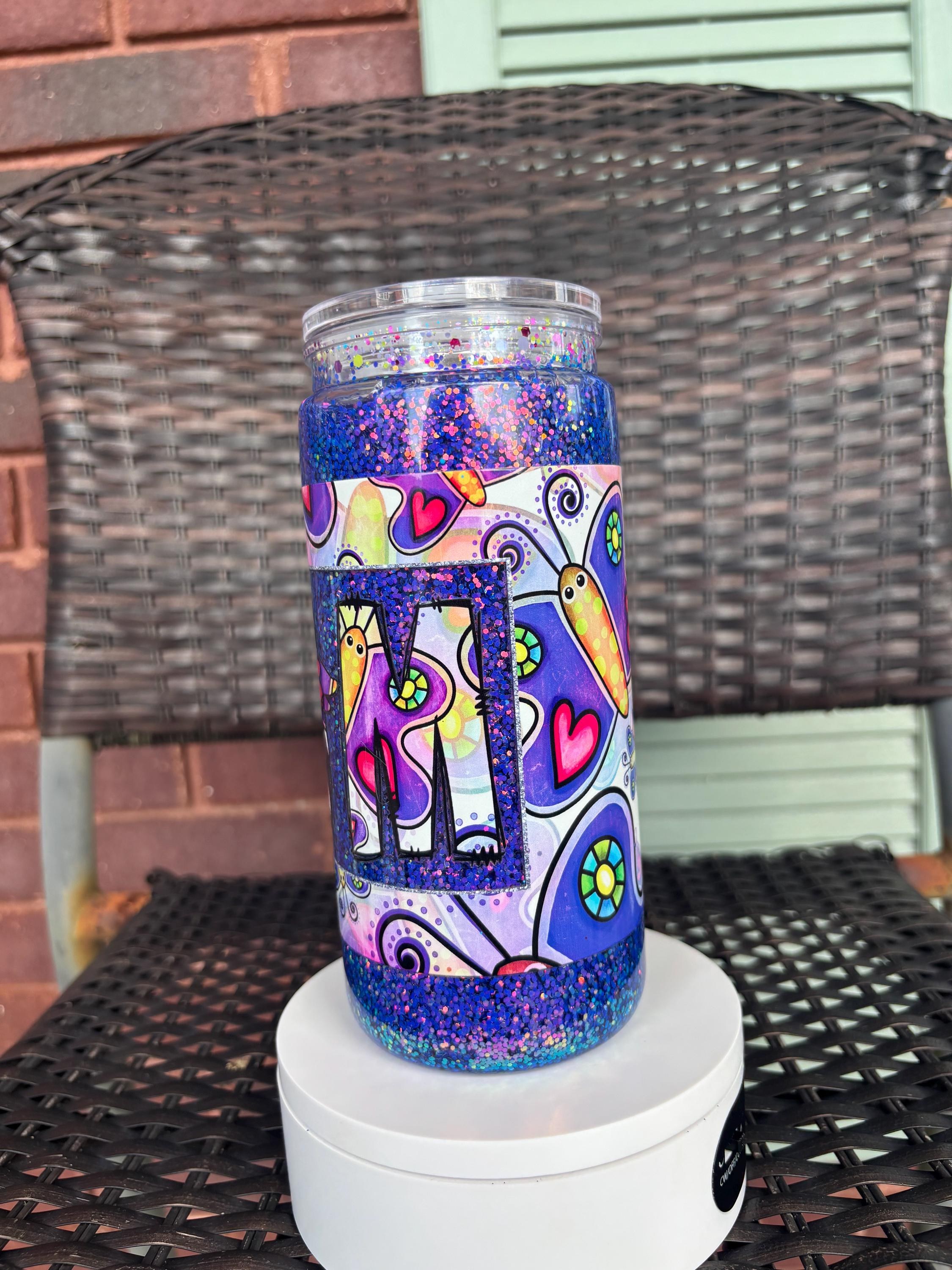 Butterfly Mom Snow Globe Tumbler | 20oz Handmade Boho Mom Cup