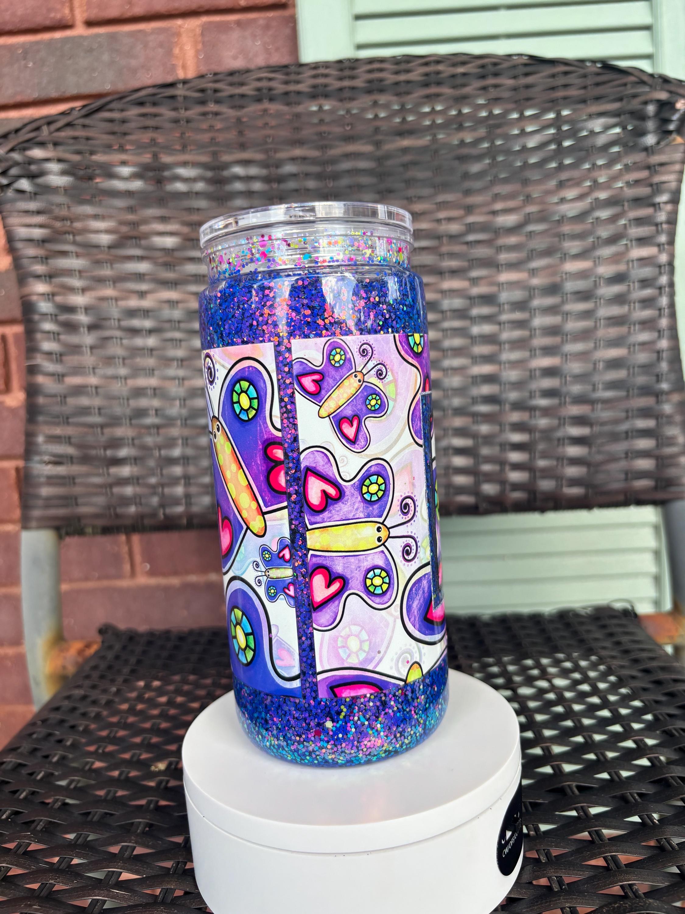 Butterfly Mom Snow Globe Tumbler | 20oz Handmade Boho Mom Cup