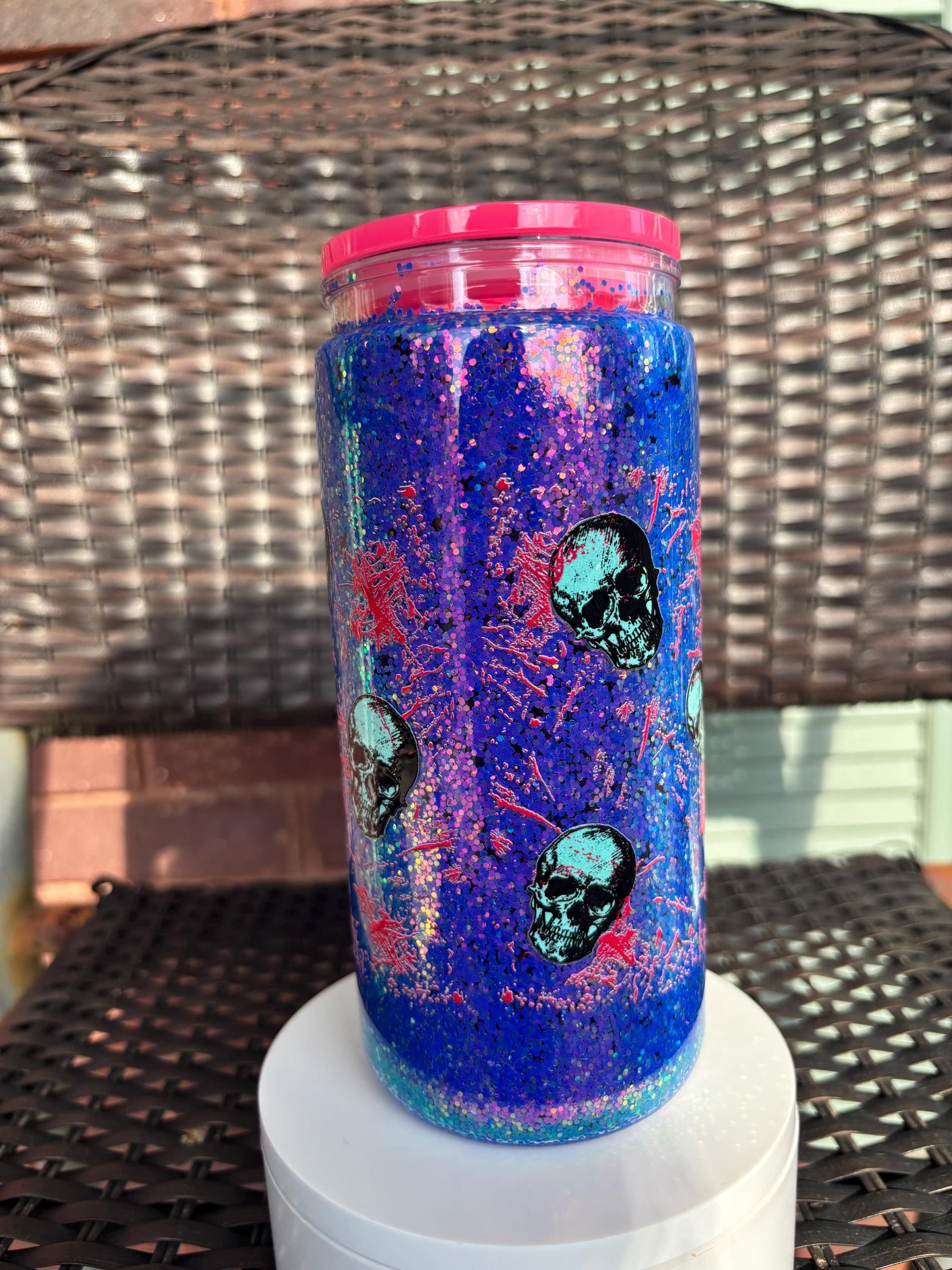 Beetlejuice Raven Snow Globe Tumbler | 20oz Handmade Character Cup | Halloween Gift