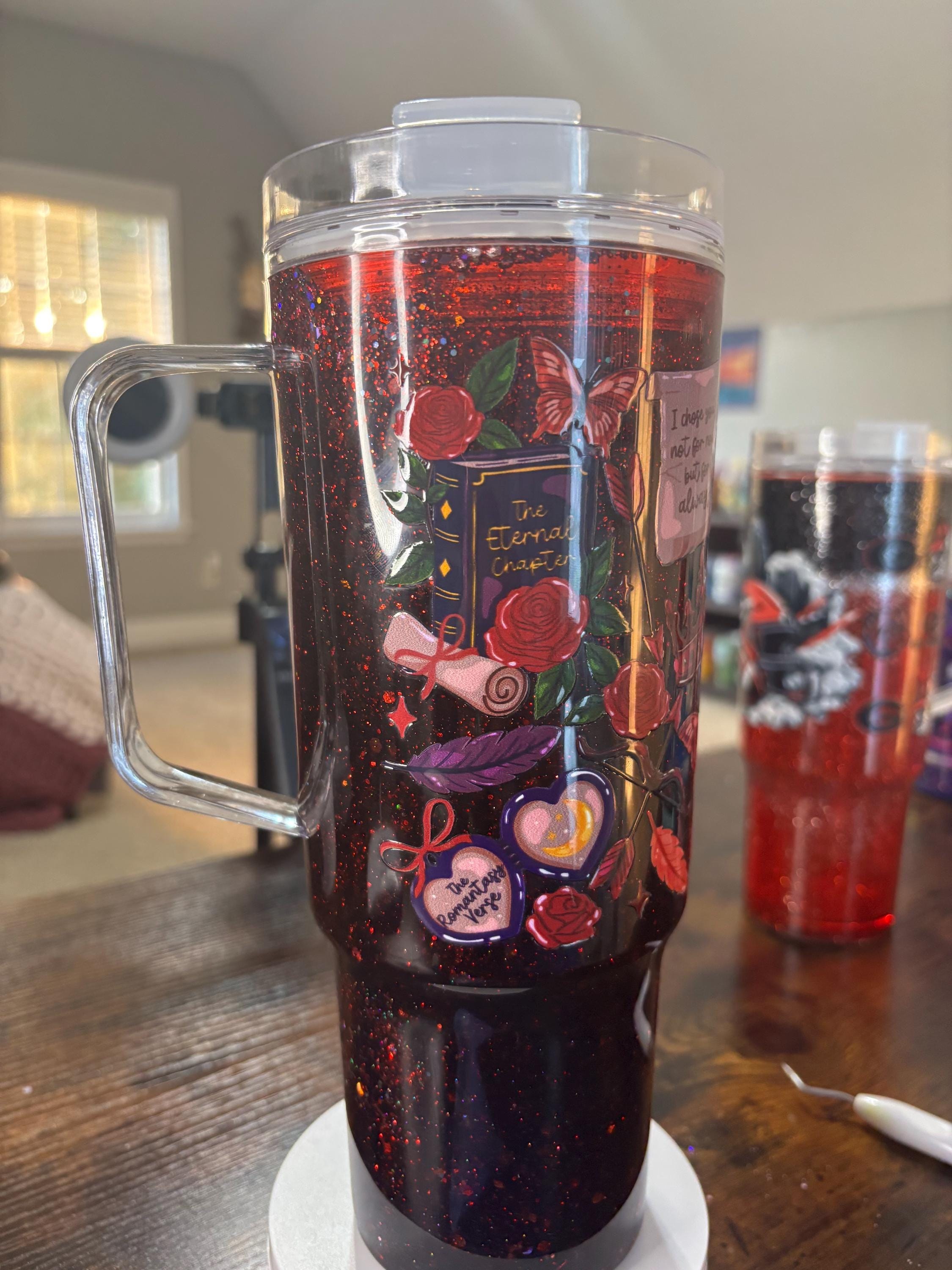 Fantasy Romance Dreamscape 40oz Snow Globe Tumbler | Handmade Acrylic Snowglobe Cup | Bookish Gift