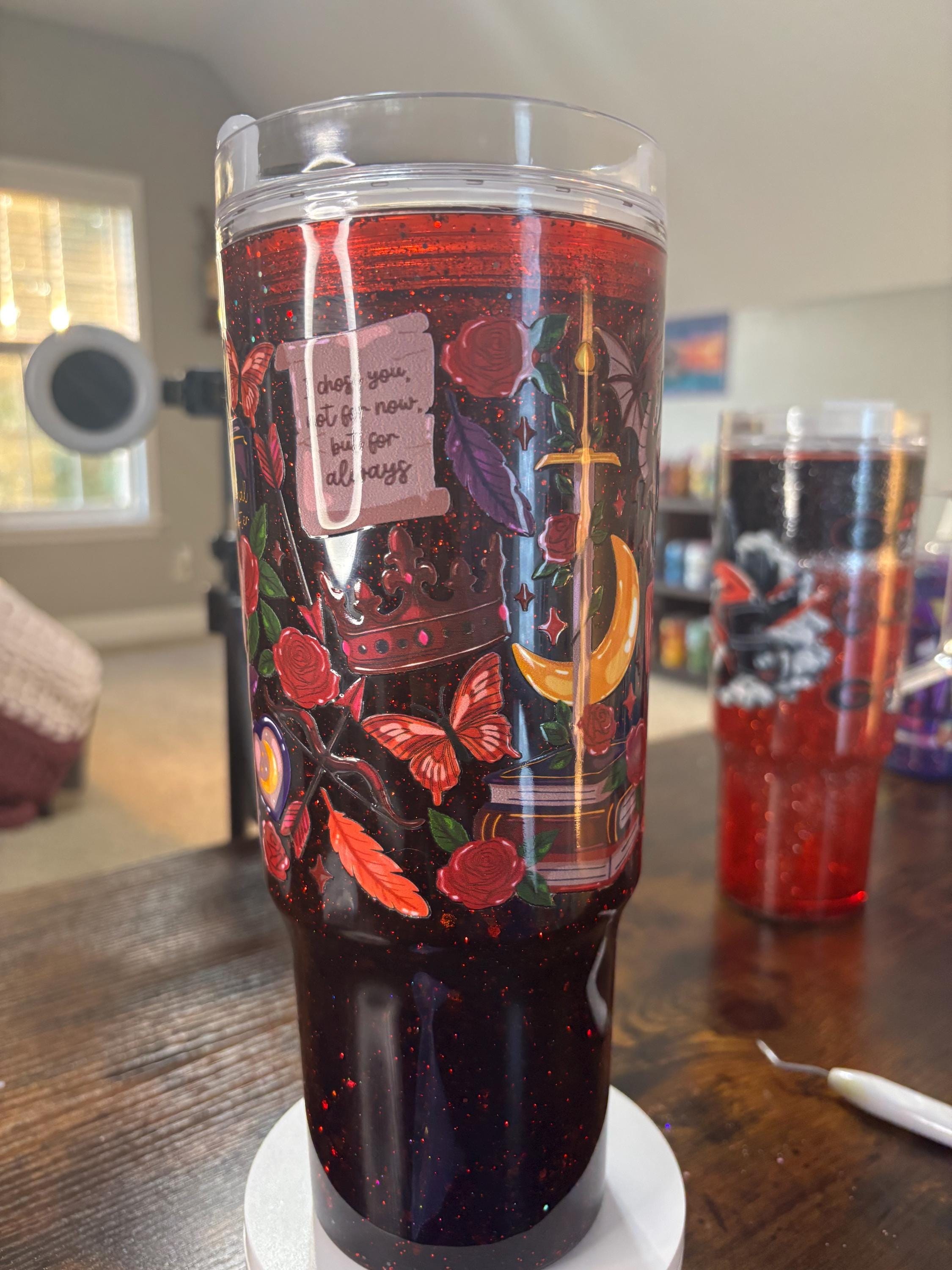 Fantasy Romance Dreamscape 40oz Snow Globe Tumbler | Handmade Acrylic Snowglobe Cup | Bookish Gift