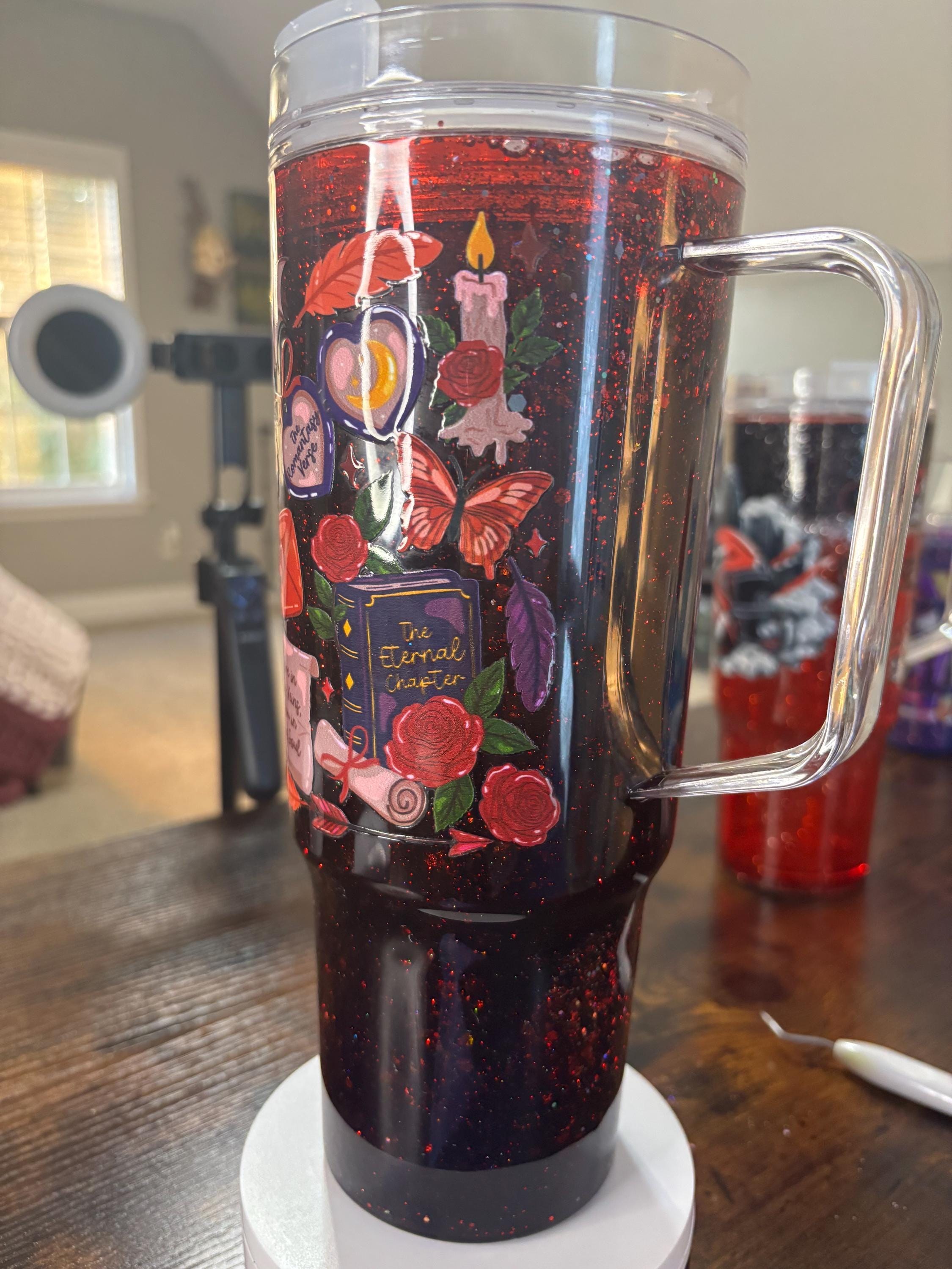 Fantasy Romance Dreamscape 40oz Snow Globe Tumbler | Handmade Acrylic Snowglobe Cup | Bookish Gift