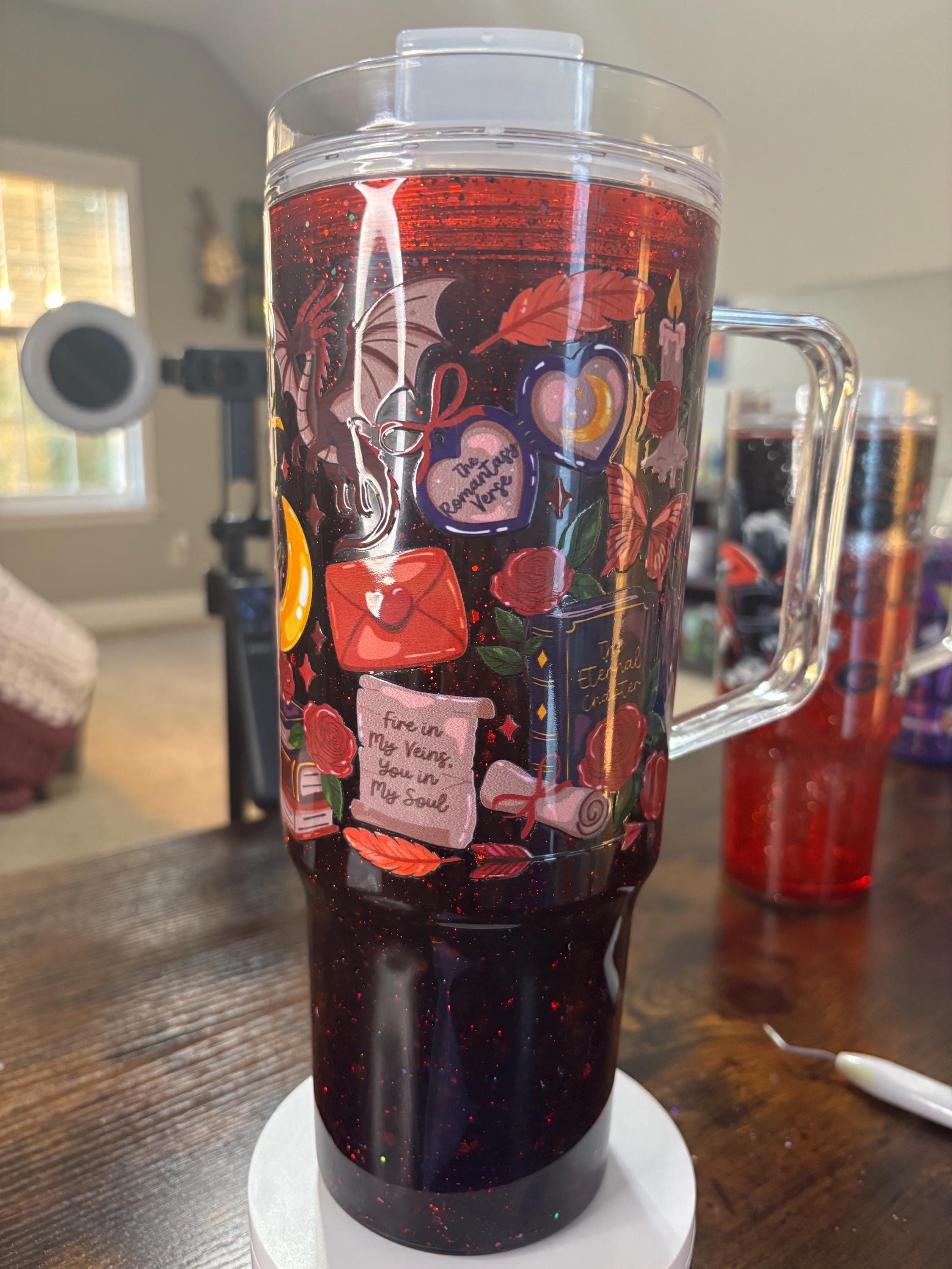 Fantasy Romance Dreamscape 40oz Snow Globe Tumbler | Handmade Acrylic Snowglobe Cup | Bookish Gift