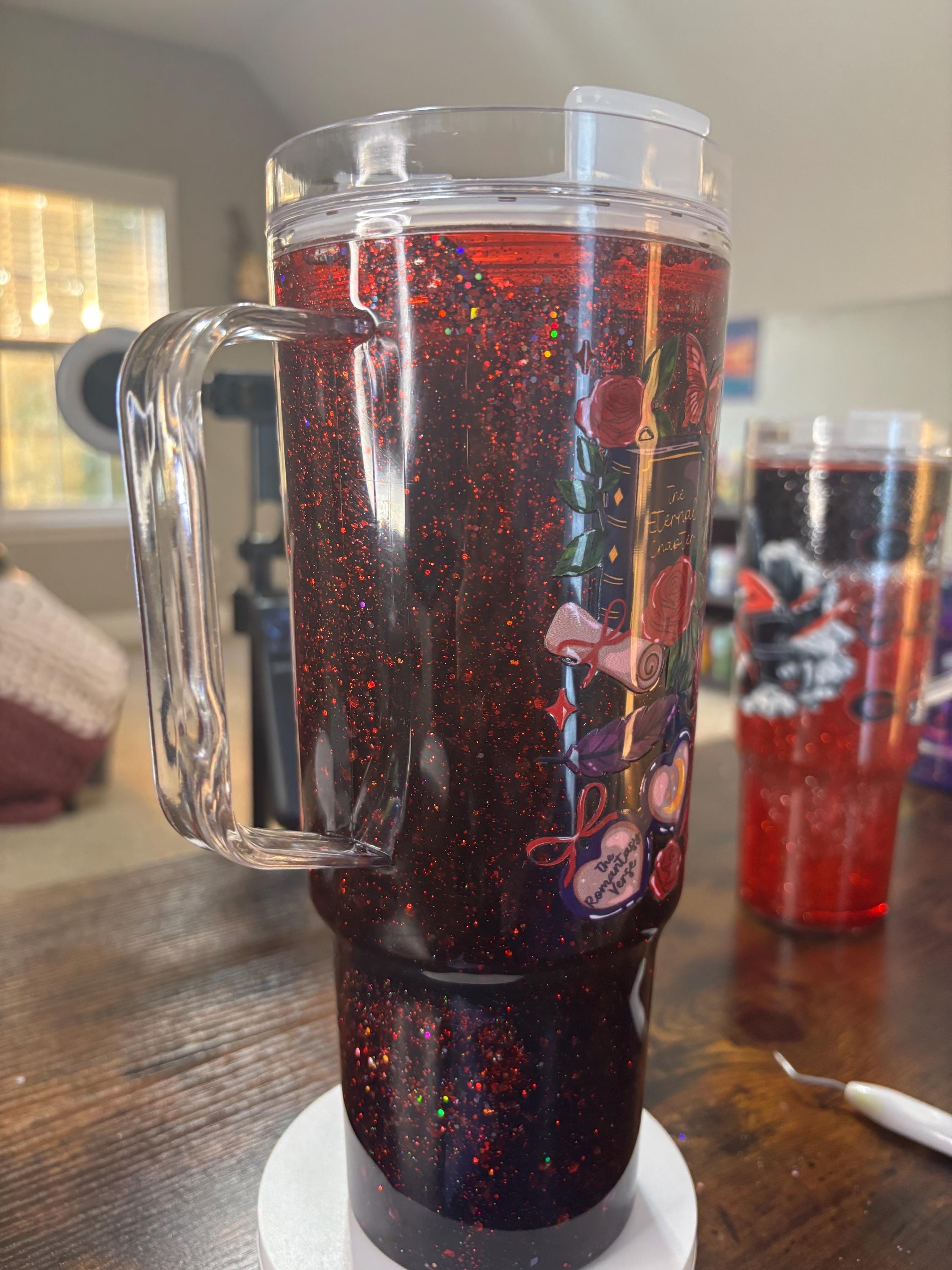 Fantasy Romance Dreamscape 40oz Snow Globe Tumbler | Handmade Acrylic Snowglobe Cup | Bookish Gift