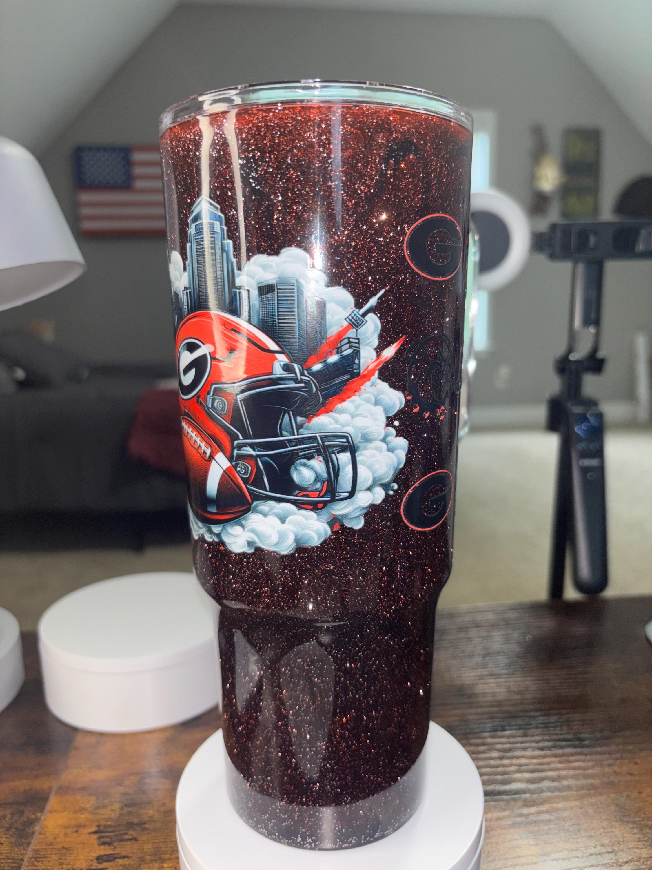 Georgia Bulldogs Dreamscape Snow Globe Tumbler | 40oz Handmade Acrylic Football Fan Cup