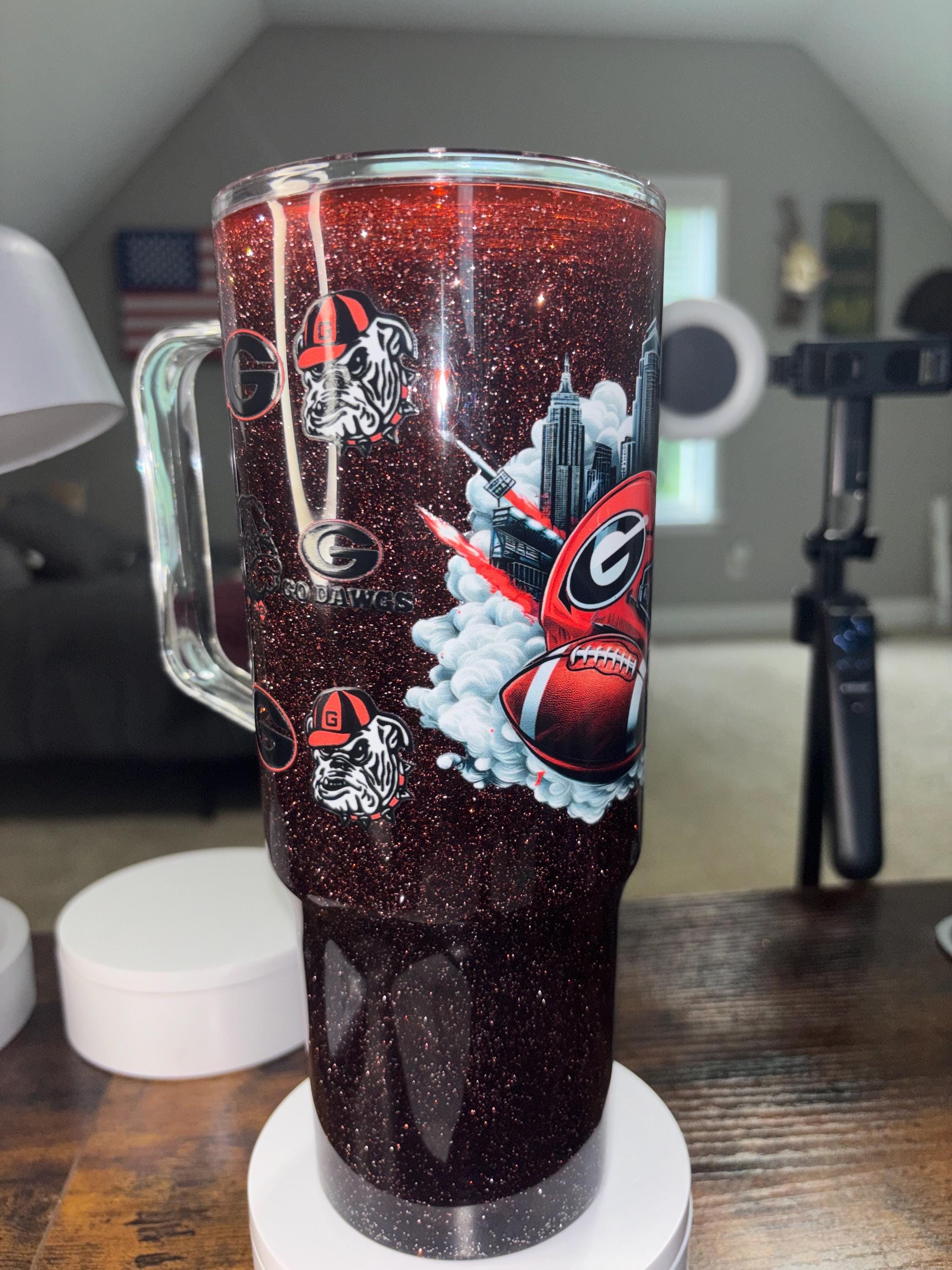 Georgia Bulldogs Dreamscape Snow Globe Tumbler | 40oz Handmade Acrylic Football Fan Cup