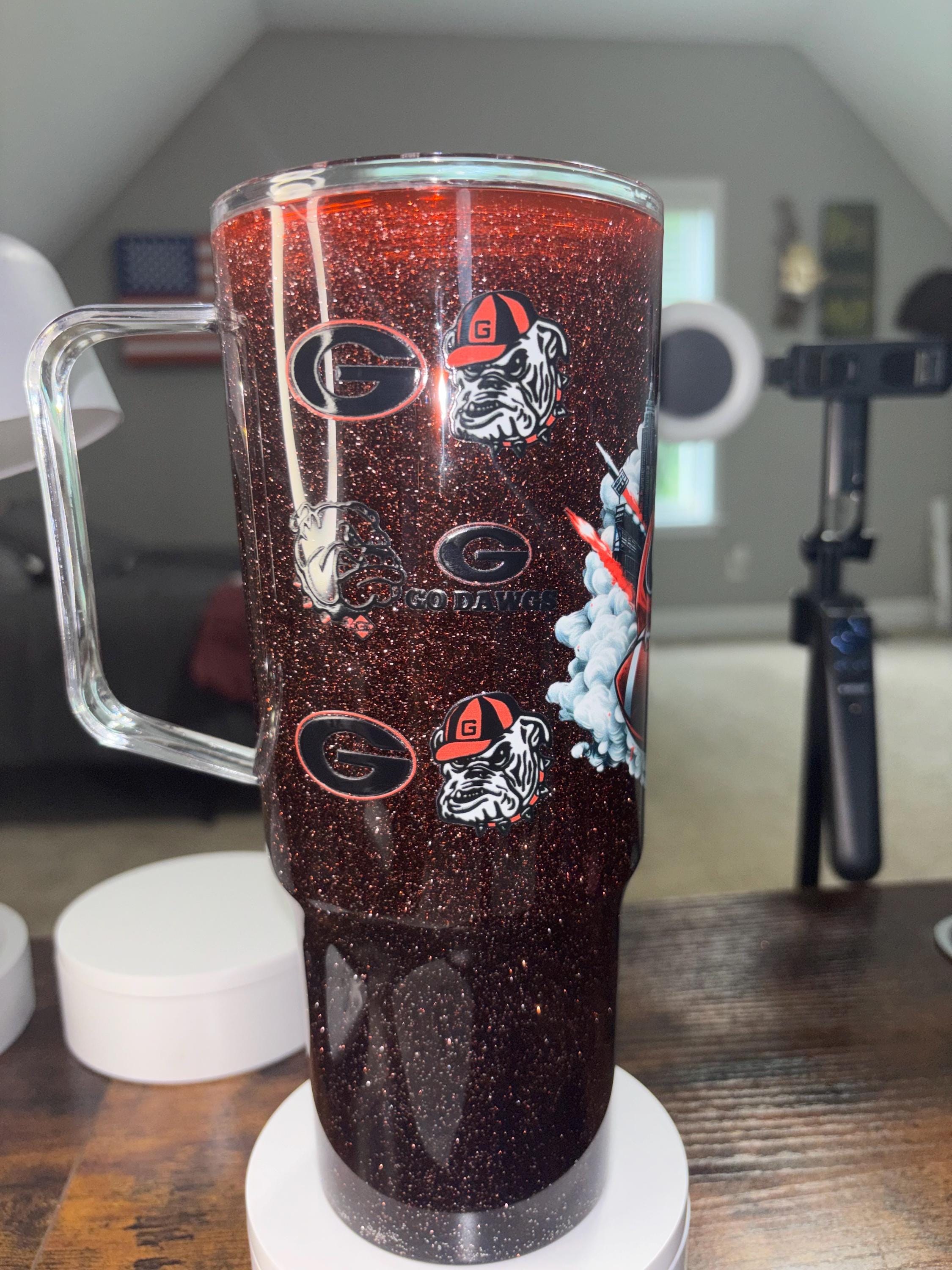 Georgia Bulldogs Dreamscape Snow Globe Tumbler | 40oz Handmade Acrylic Football Fan Cup