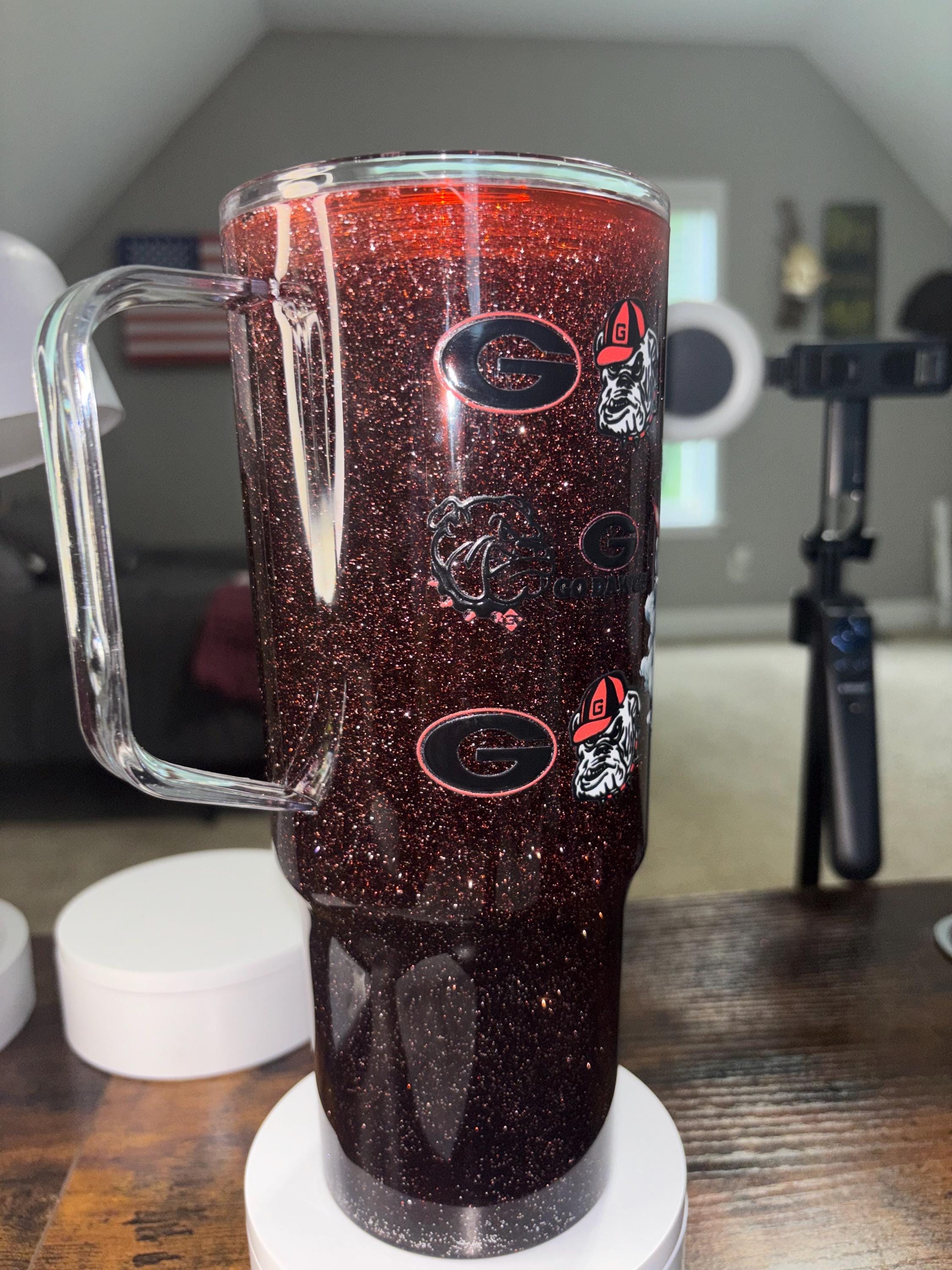 Georgia Bulldogs Dreamscape Snow Globe Tumbler | 40oz Handmade Acrylic Football Fan Cup