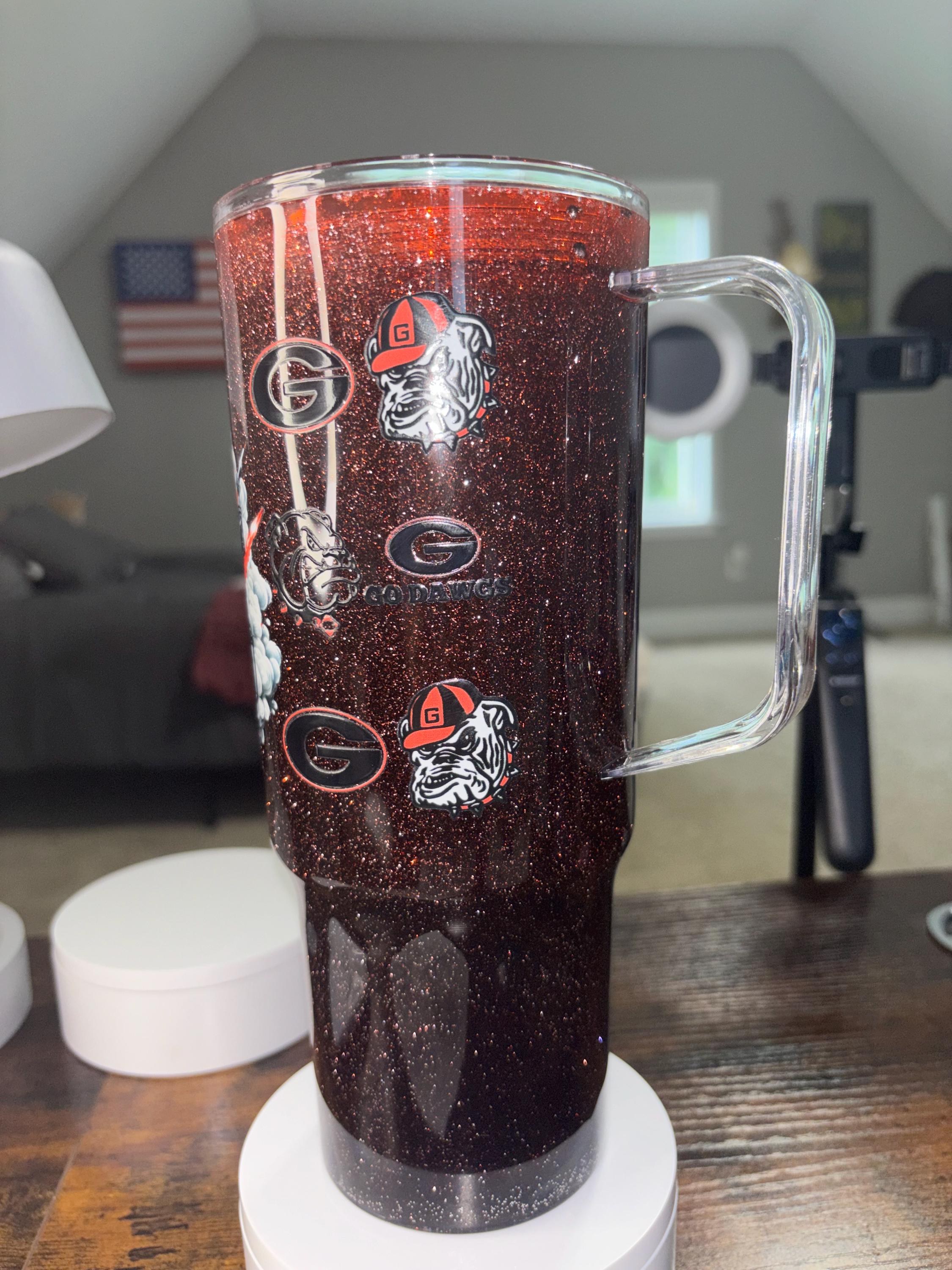 Georgia Bulldogs Dreamscape Snow Globe Tumbler | 40oz Handmade Acrylic Football Fan Cup