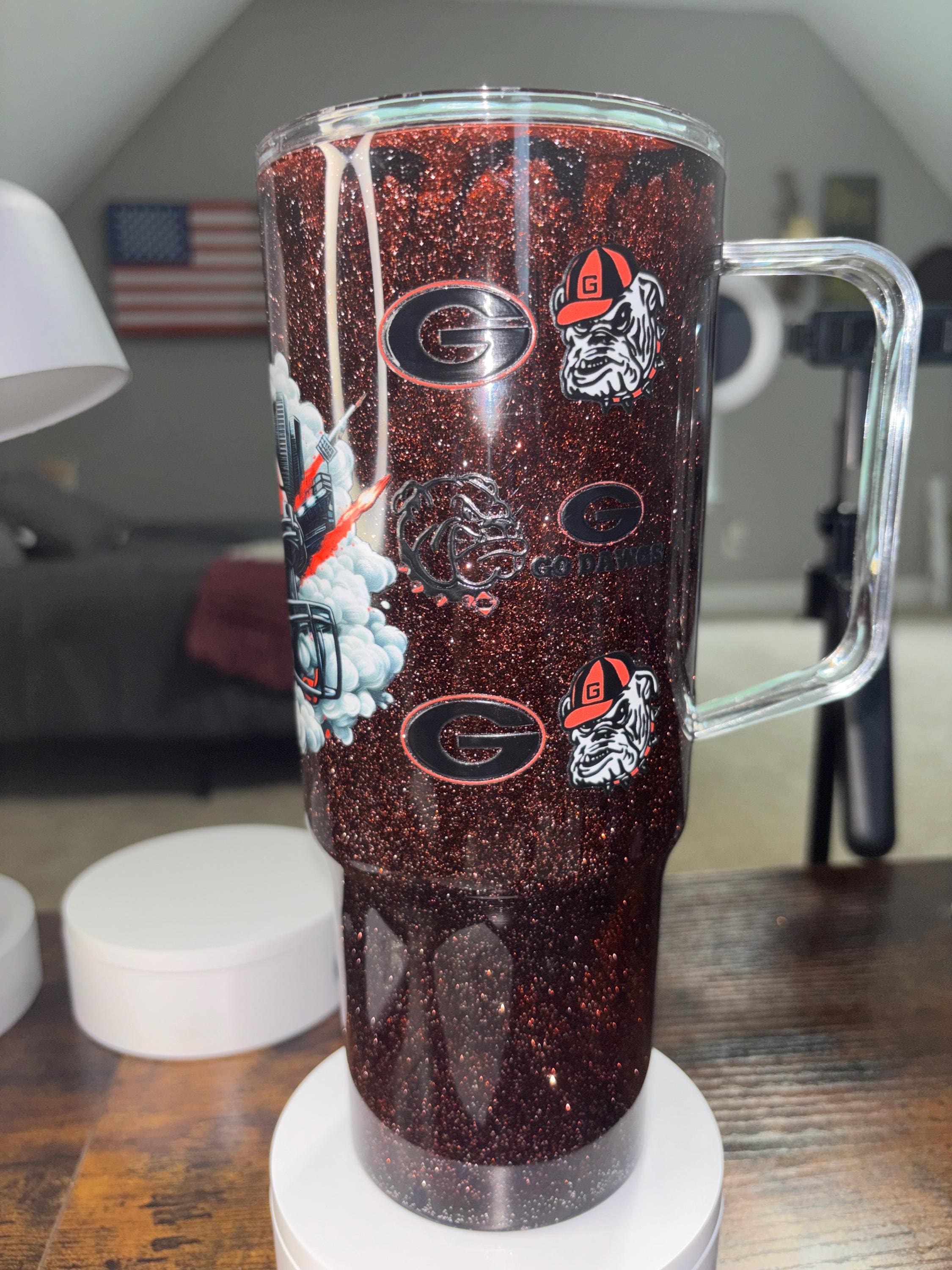 Georgia Bulldogs Dreamscape Snow Globe Tumbler | 40oz Handmade Acrylic Football Fan Cup