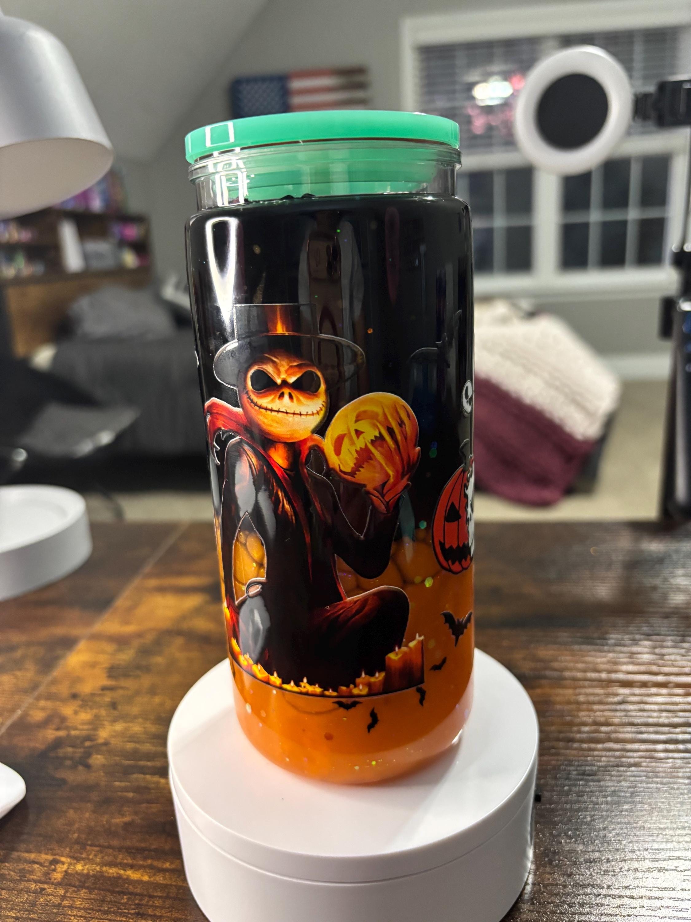 Nightmare Before Christmas Lava Snow Globe Tumbler | Handmade 20oz Snowglobe Cup | Halloween Gift