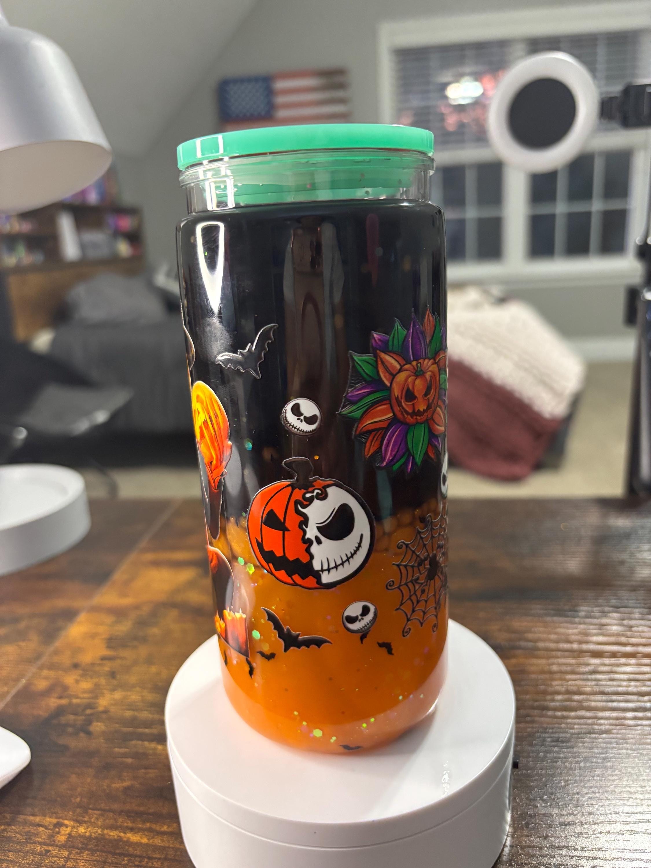 Nightmare Before Christmas Lava Snow Globe Tumbler | Handmade 20oz Snowglobe Cup | Halloween Gift